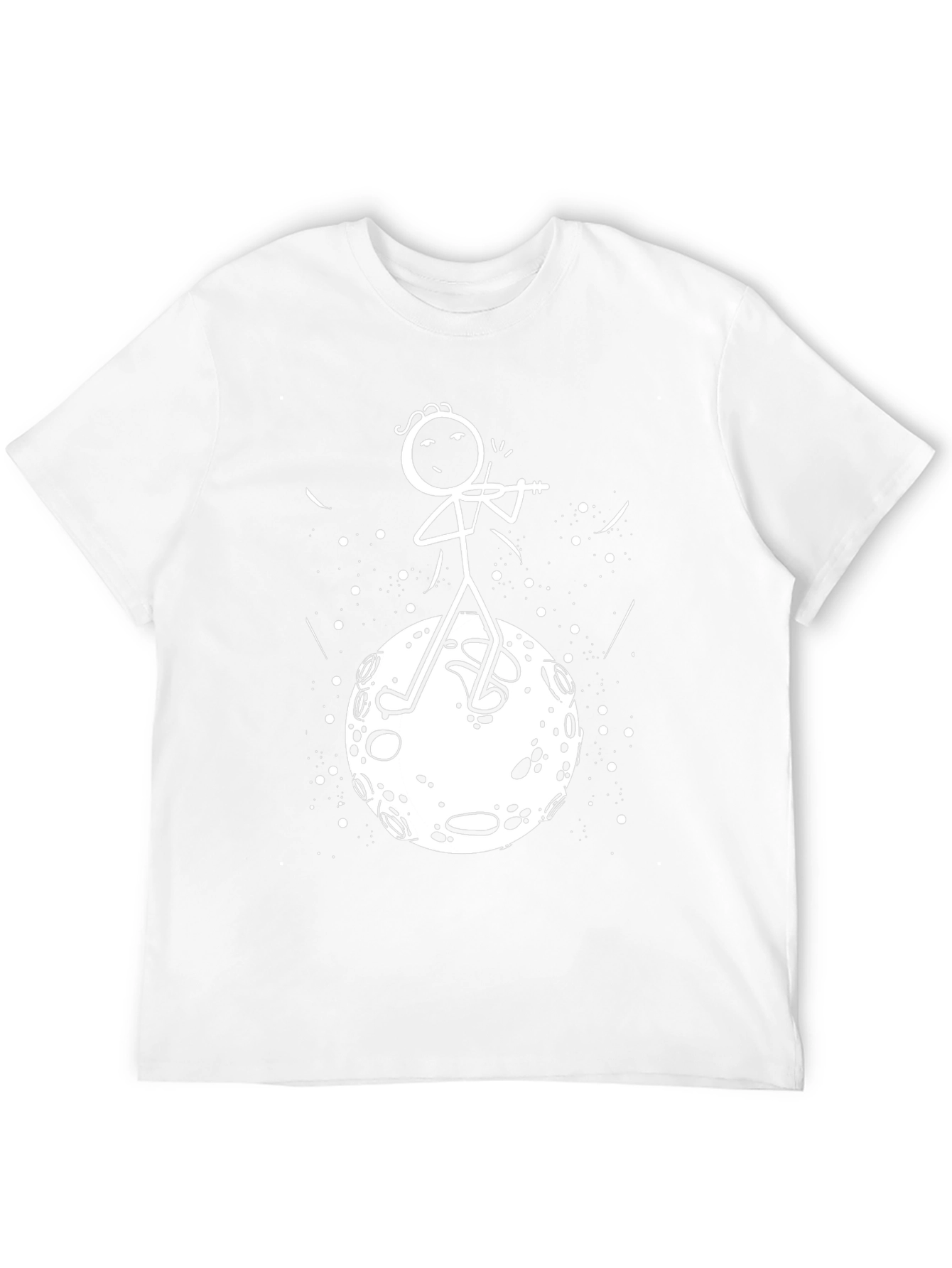 Moon Violinist Graphic Tee - Unique Stick Figure Design