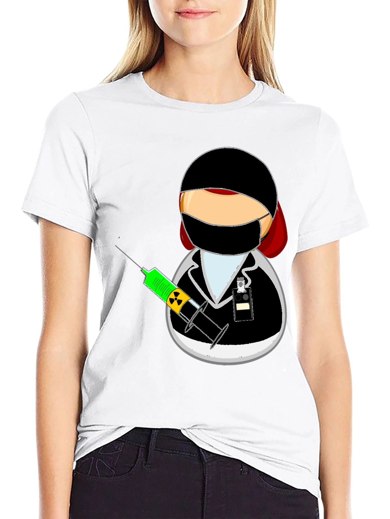 Doctor Cartoon Black T-Shirt