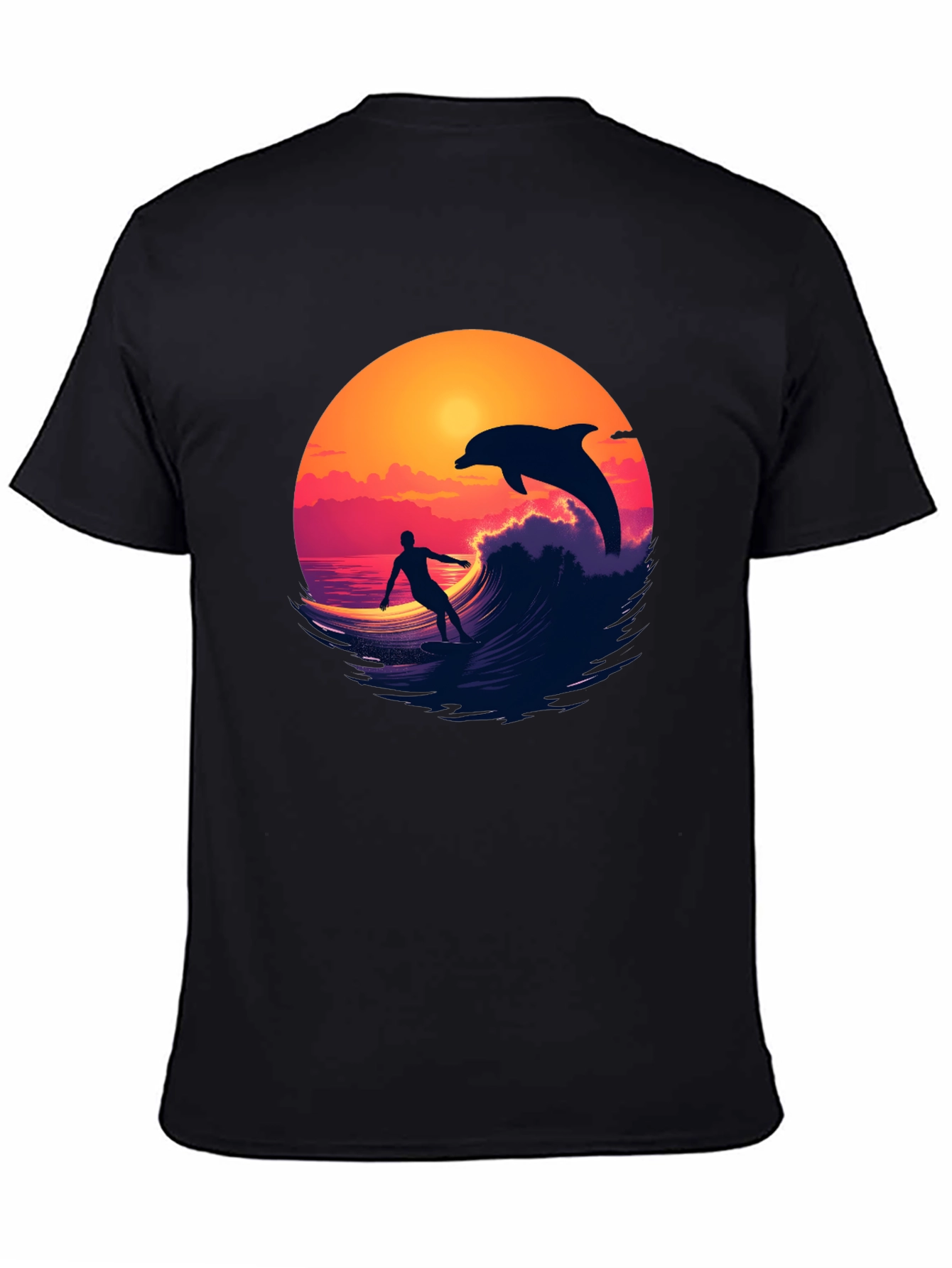 Surfer & Dolphin Sunset Graphic Tee