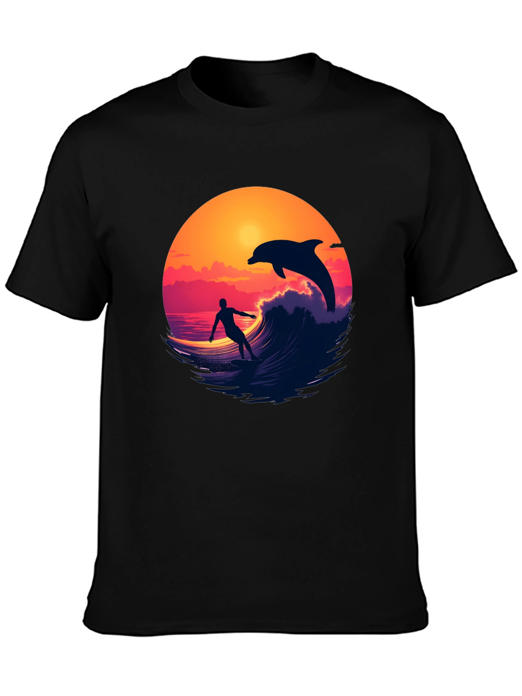 Surfer & Dolphin Sunset Graphic Tee