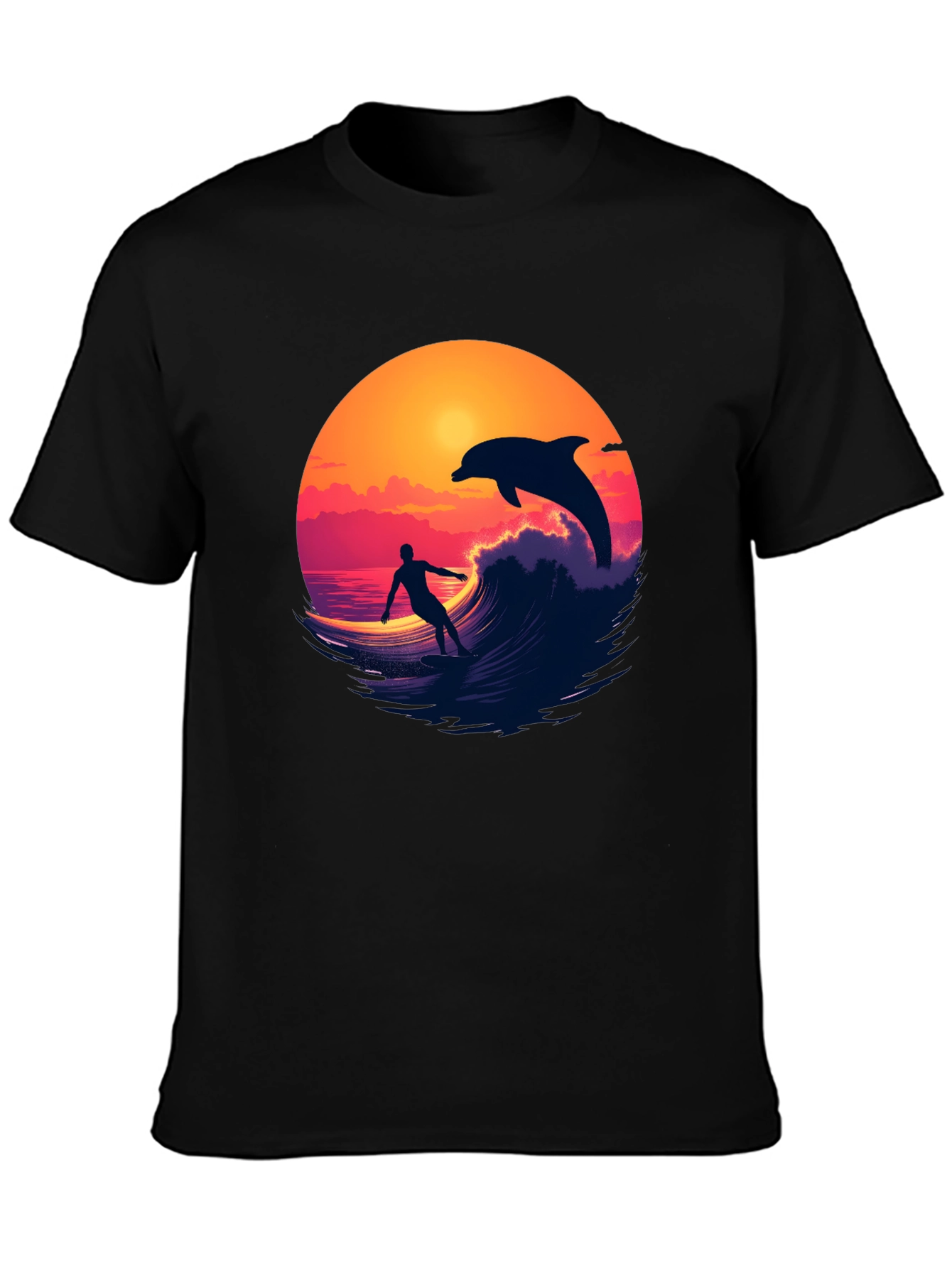 Surfer & Dolphin Sunset Graphic Tee