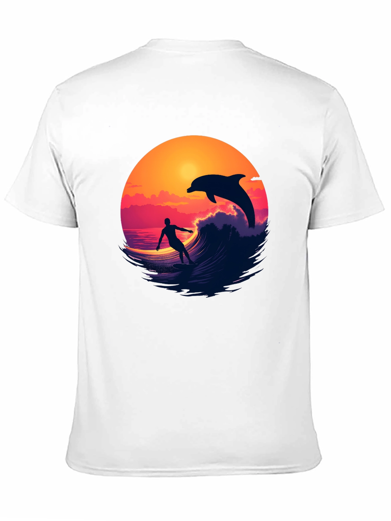 Surfer & Dolphin Sunset Graphic Tee