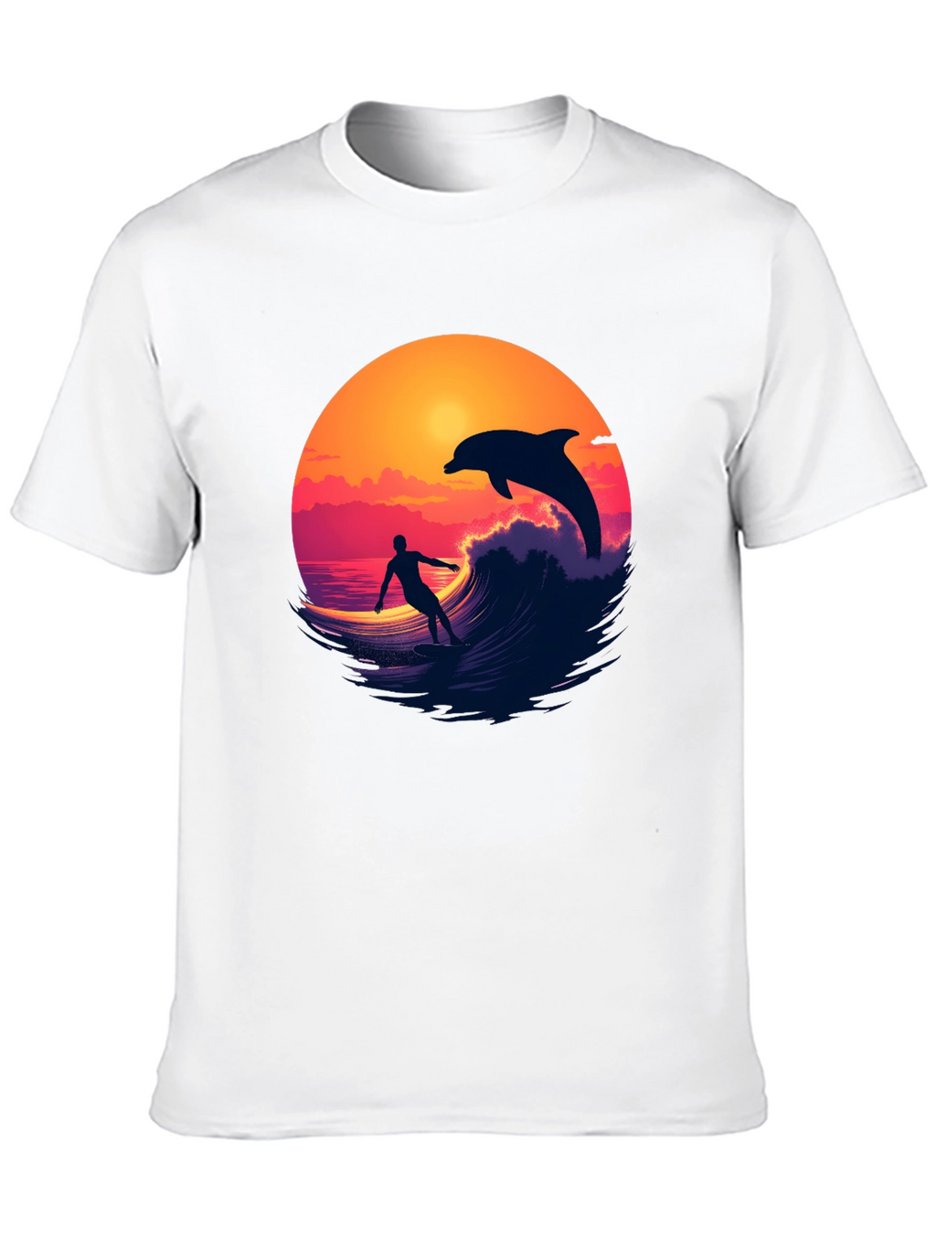 Surfer & Dolphin Sunset Graphic Tee