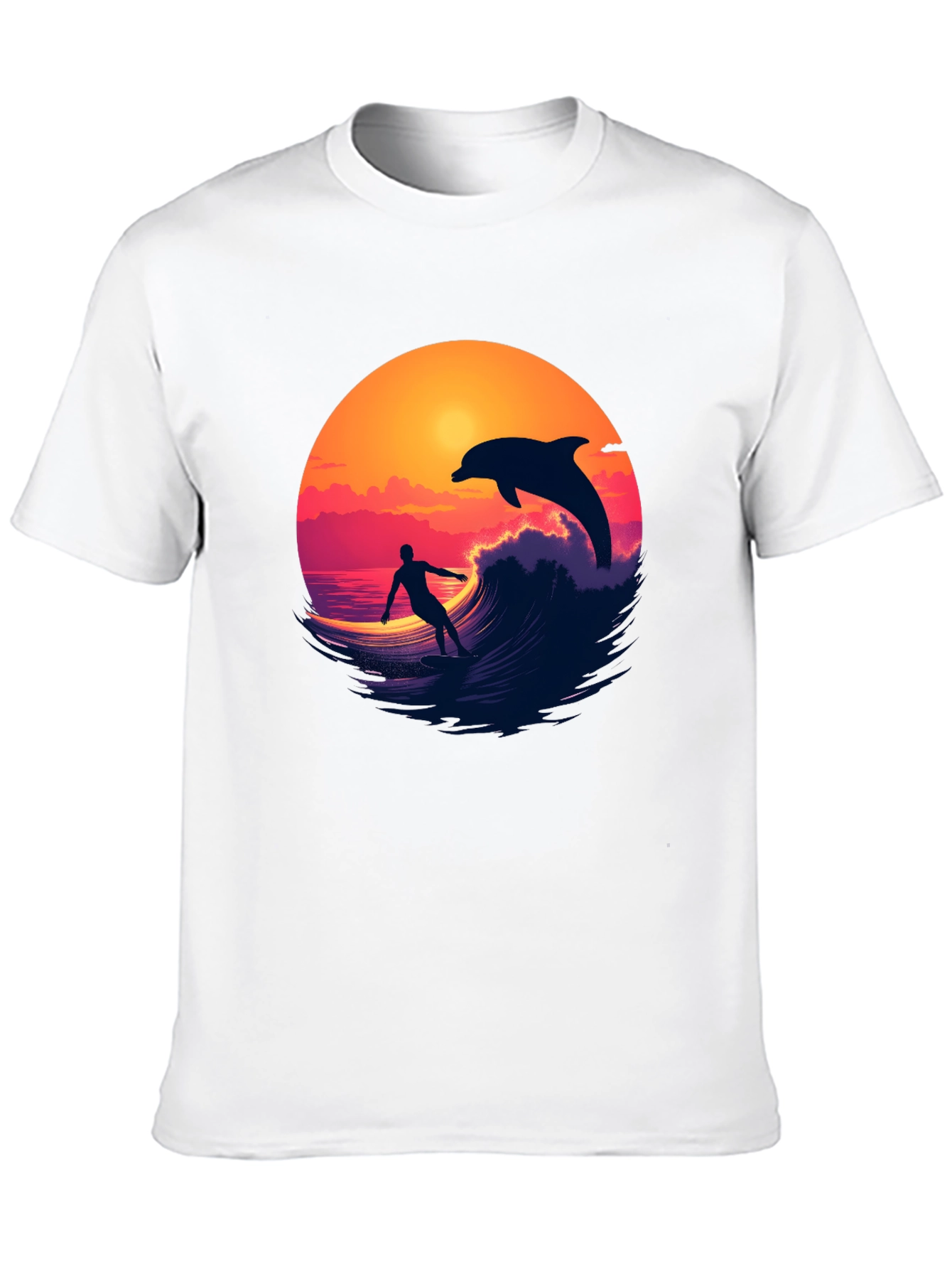Surfer & Dolphin Sunset Graphic Tee