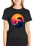 Surfer & Dolphin Sunset Graphic Tee