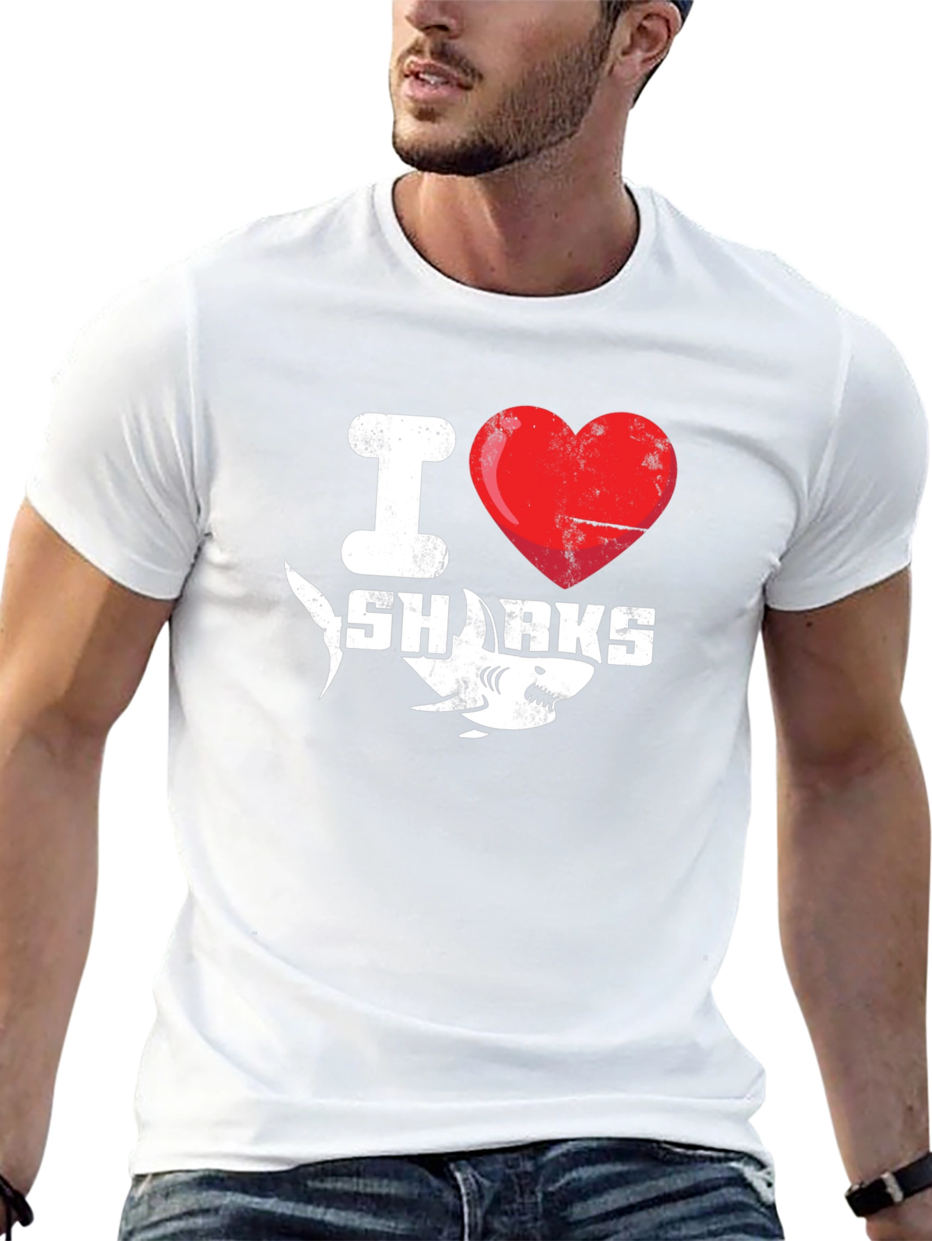 I Heart Sharks Graphic Tee - Black