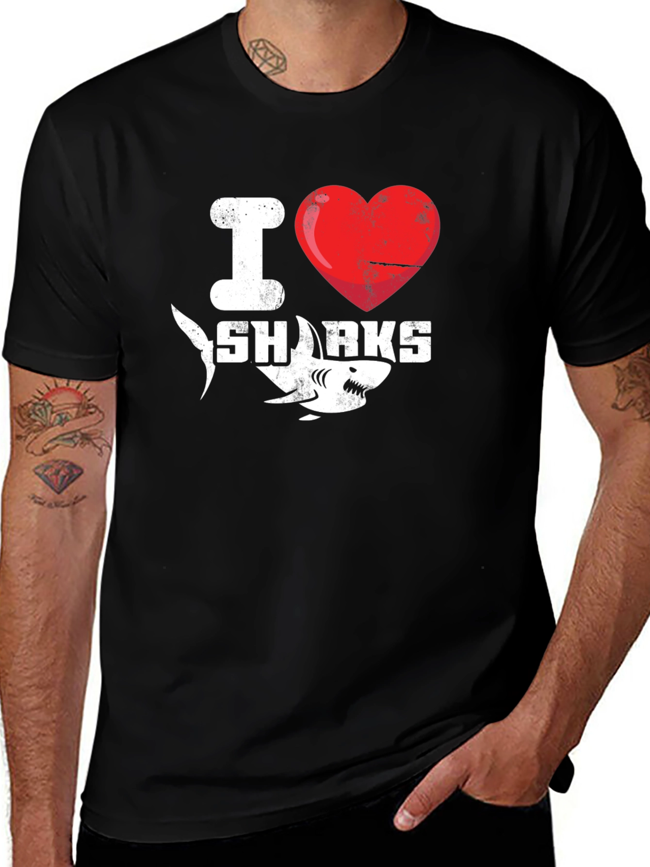 I Heart Sharks Graphic Tee - Black