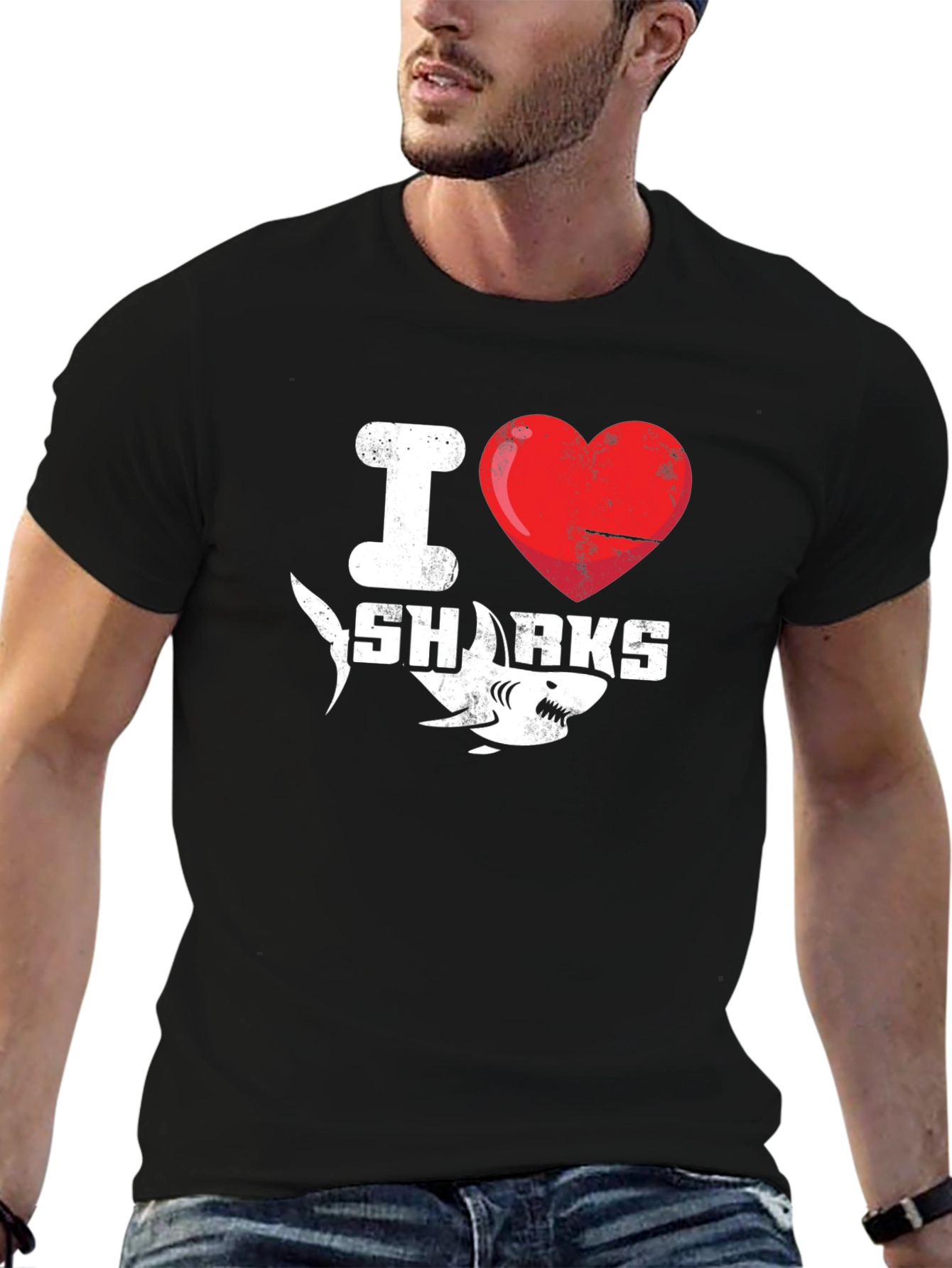I Heart Sharks Graphic Tee - Black