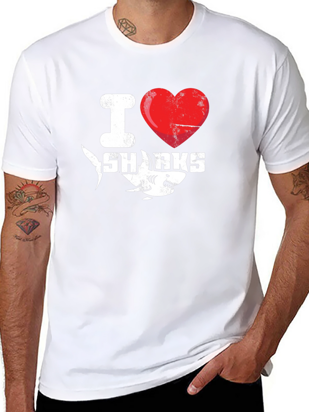 I Heart Sharks Graphic Tee - Black