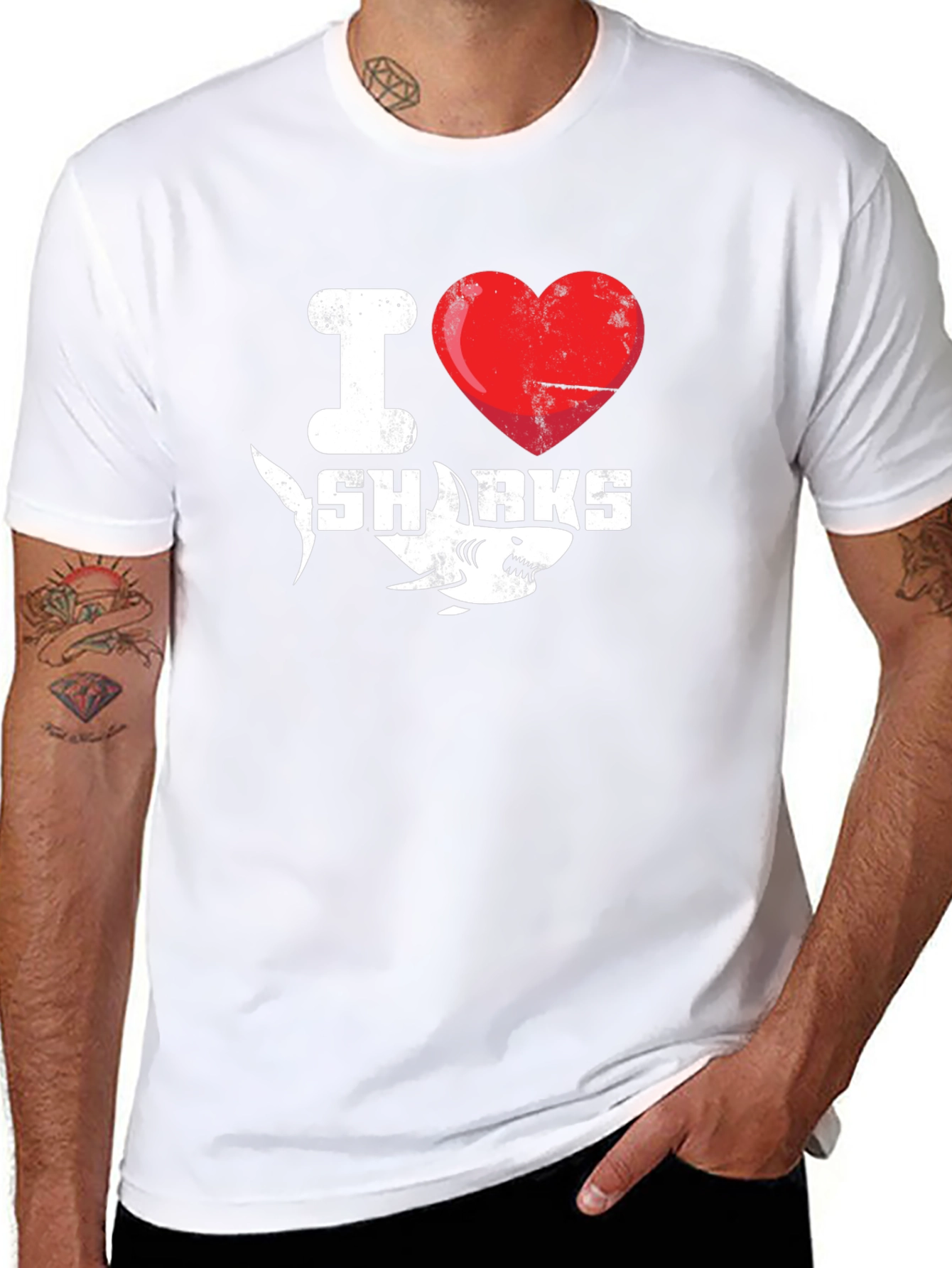 I Heart Sharks Graphic Tee - Black