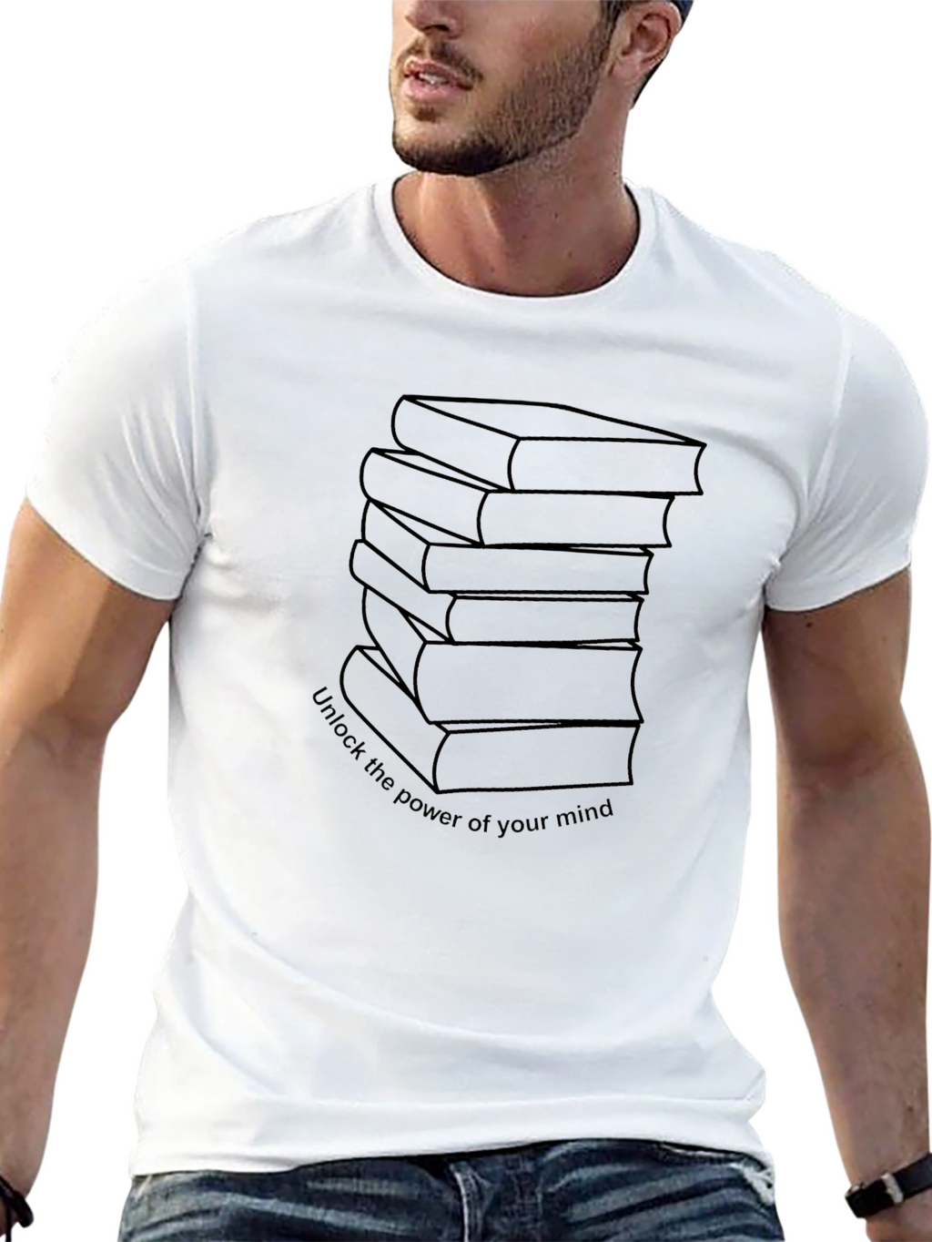 Unlock Your Mind T-Shirt - Stack of Books