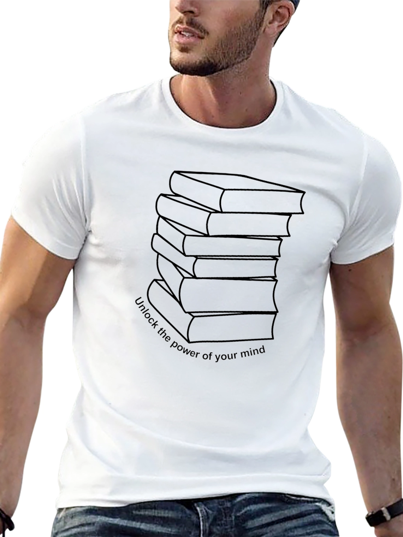 Unlock Your Mind T-Shirt - Stack of Books
