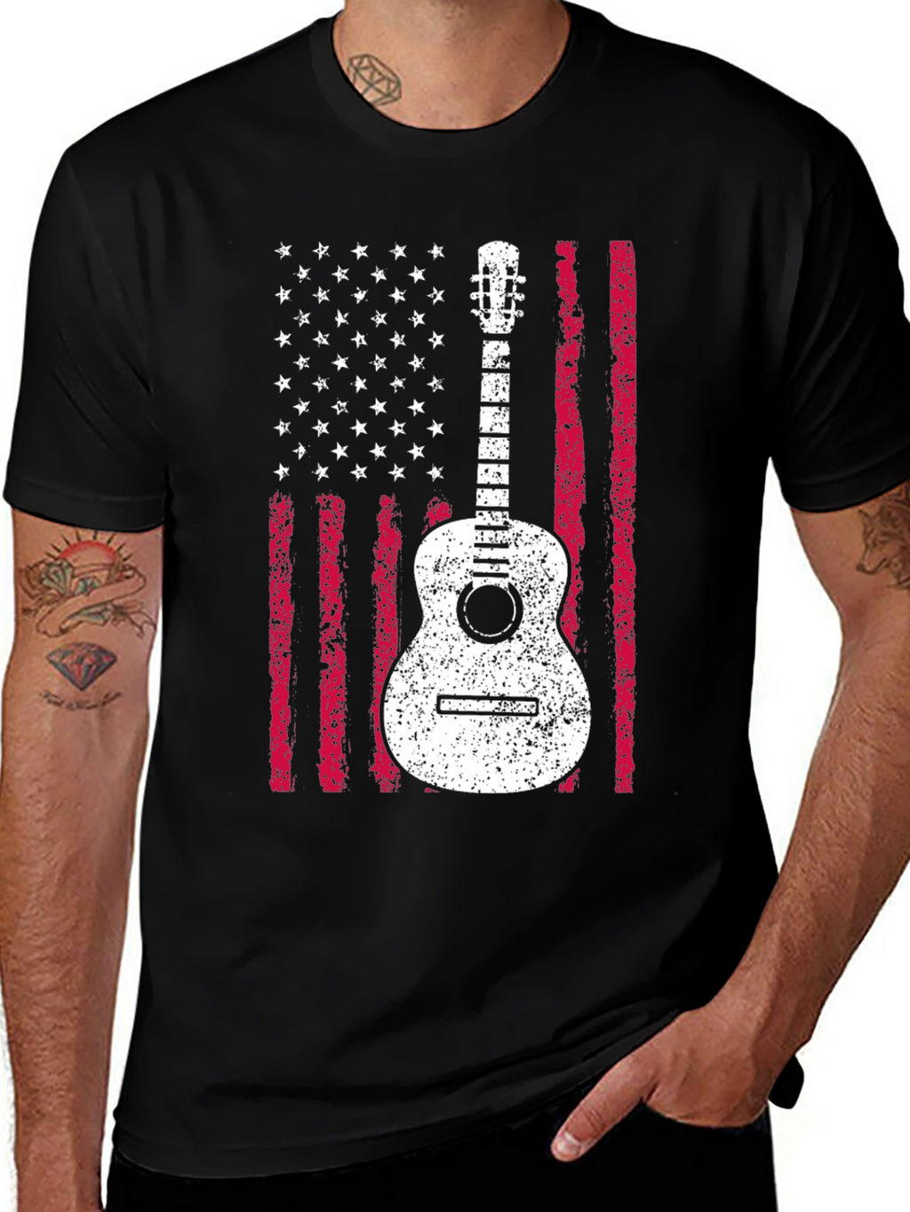 American Flag Guitar T-Shirt