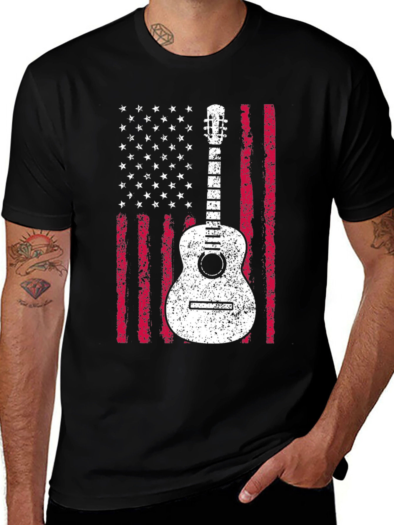 American Flag Guitar T-Shirt