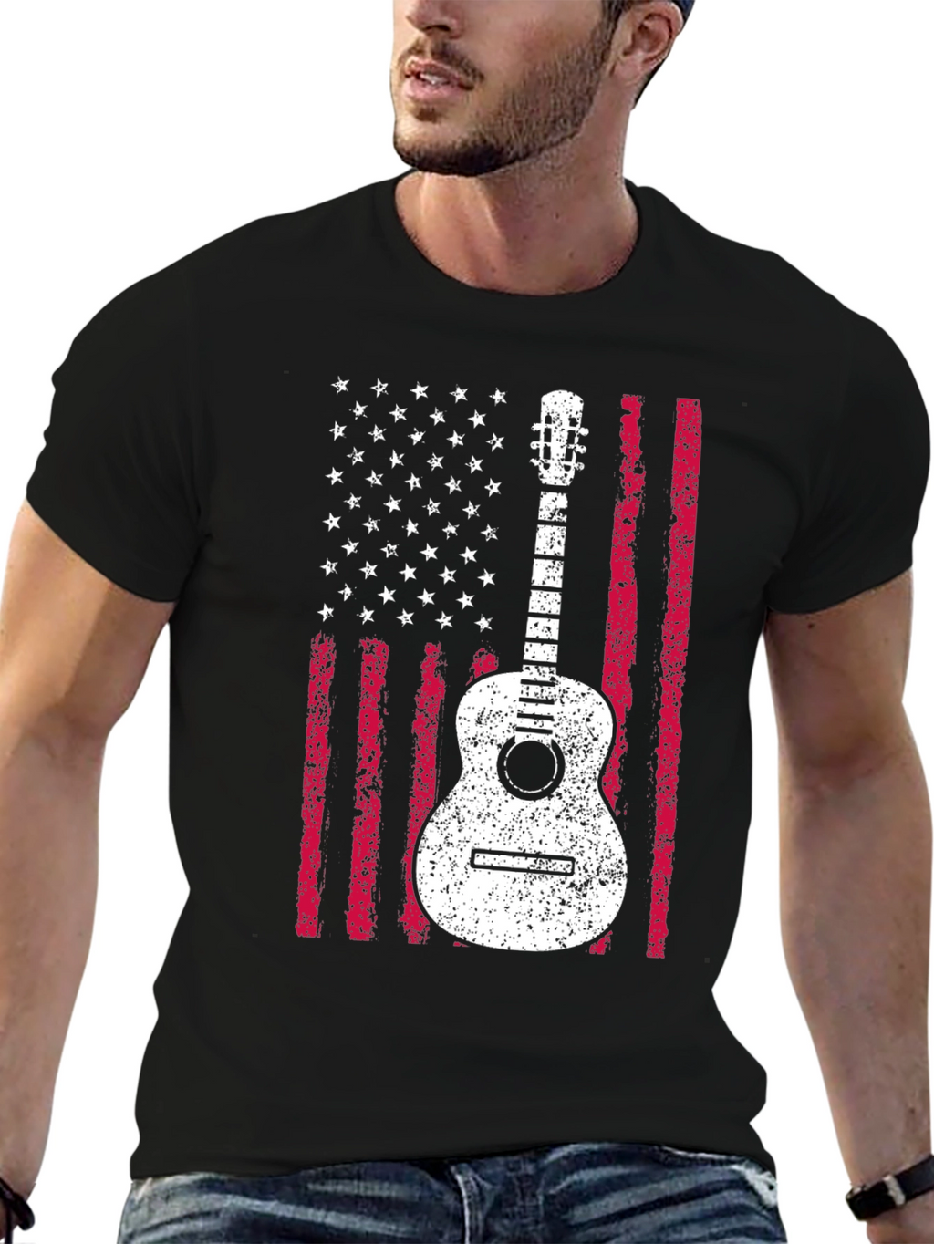 American Flag Guitar T-Shirt