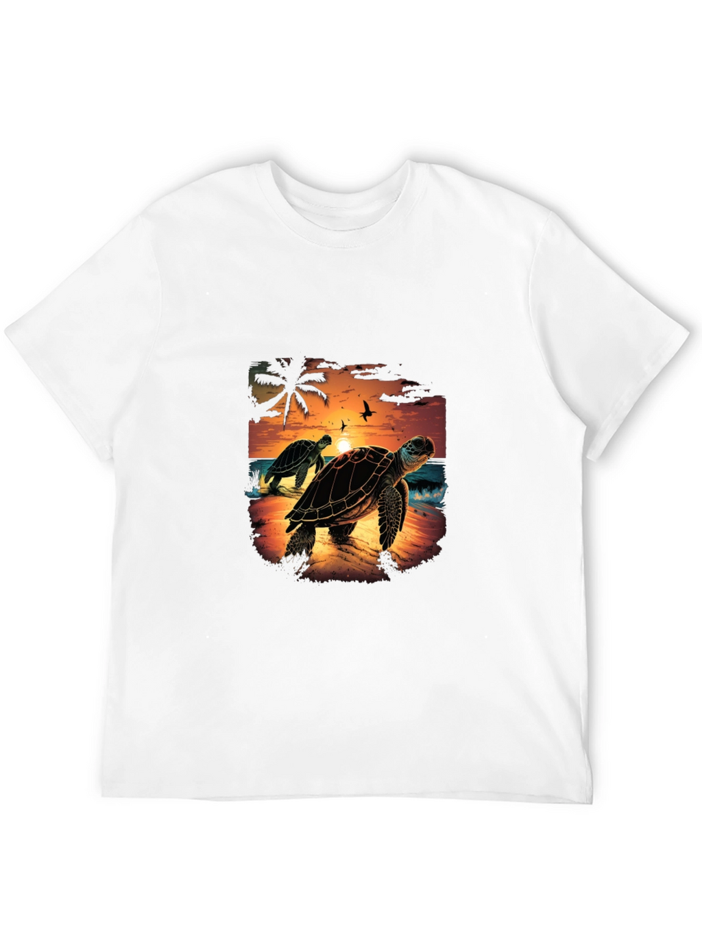 Sunset Turtle Graphic Tee - Black