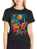 Colorful Cityscape Graphic T-Shirt