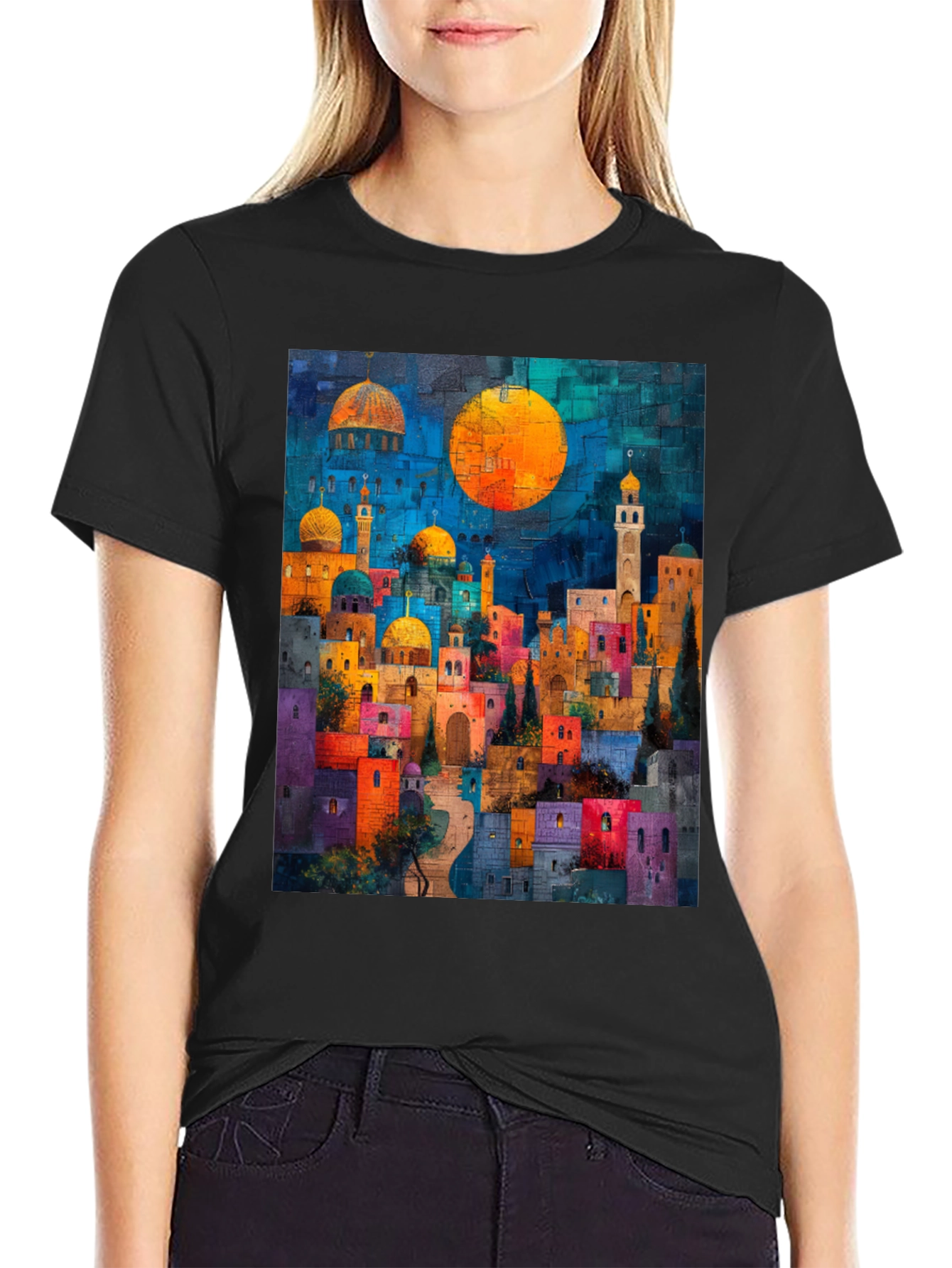 Colorful Cityscape Graphic T-Shirt