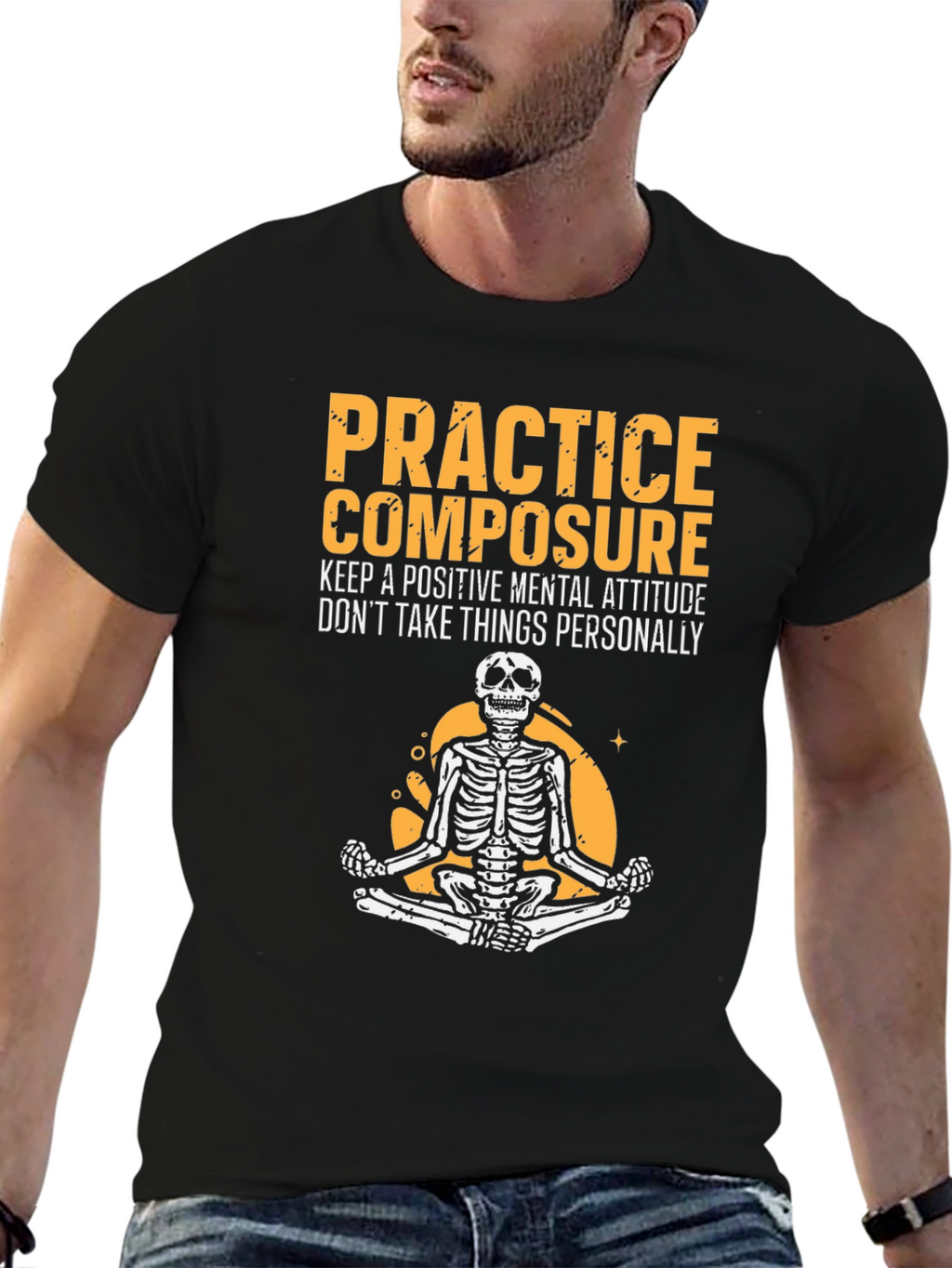 Zen Skeleton Tee - Practice Composure Mental Attitude