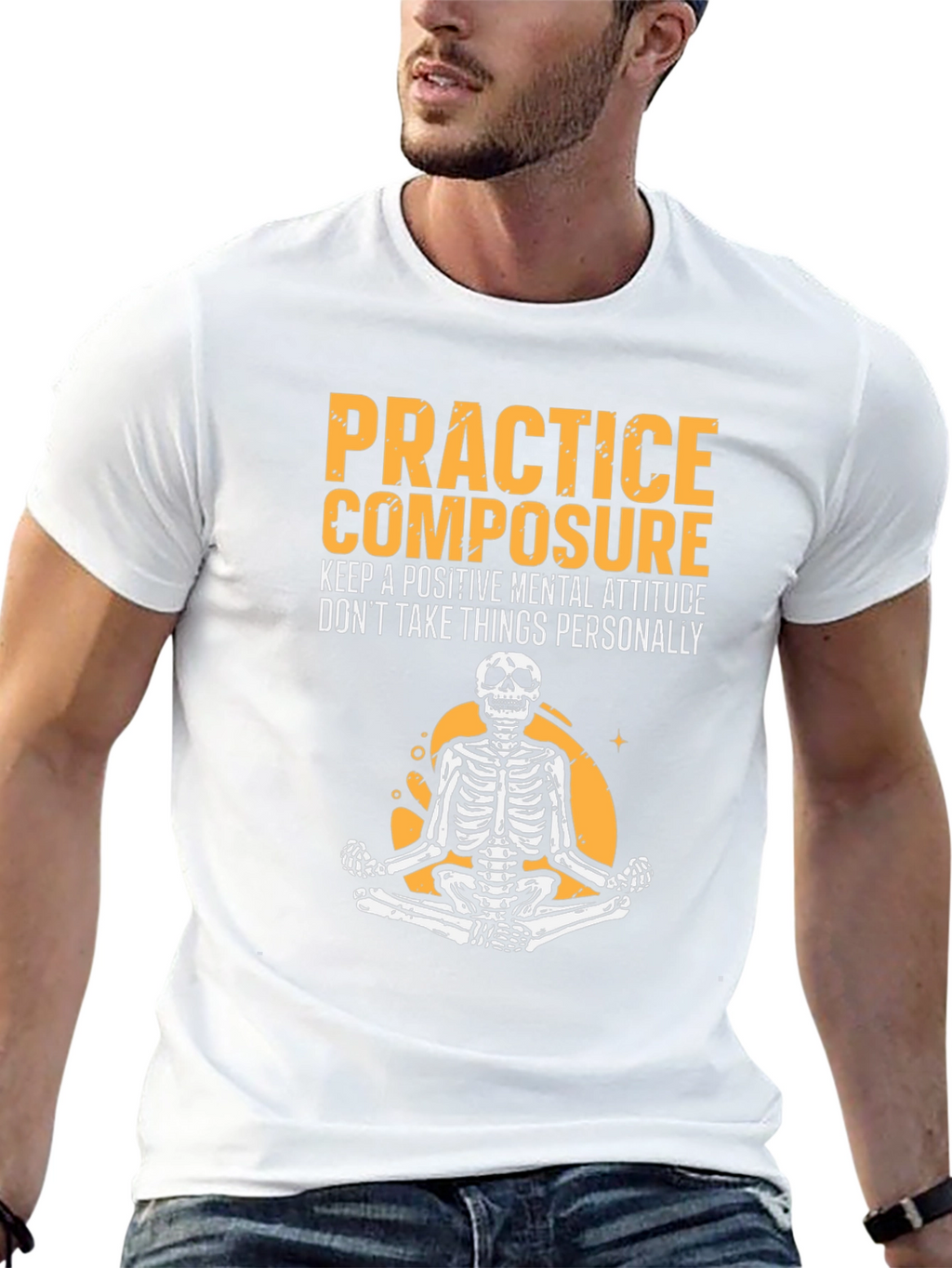 Zen Skeleton Tee - Practice Composure Mental Attitude