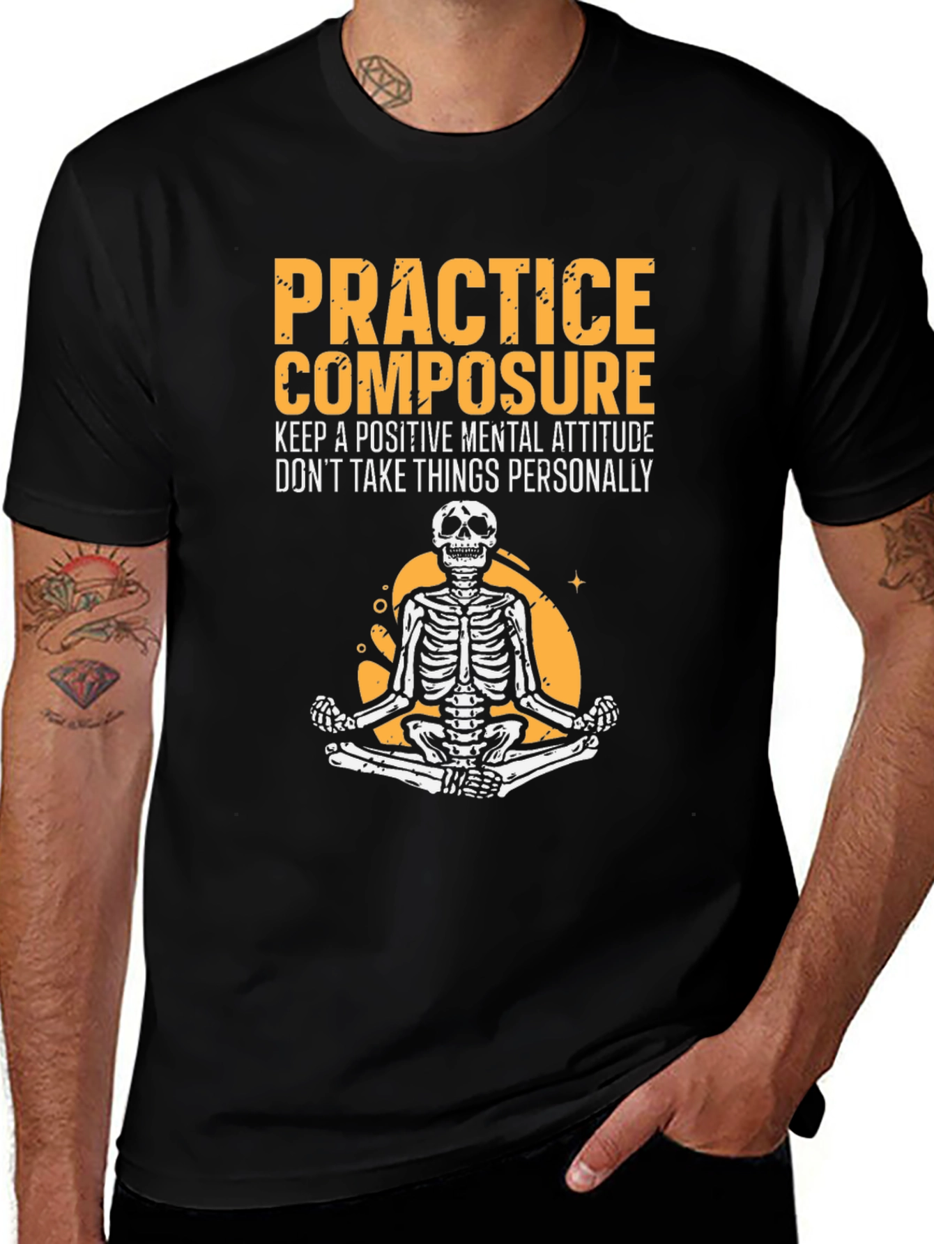 Zen Skeleton Tee - Practice Composure Mental Attitude
