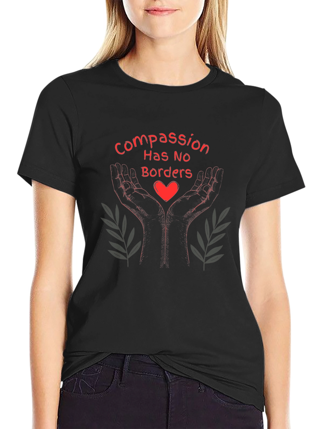 Compassion Has No Borders Black T-Shirt