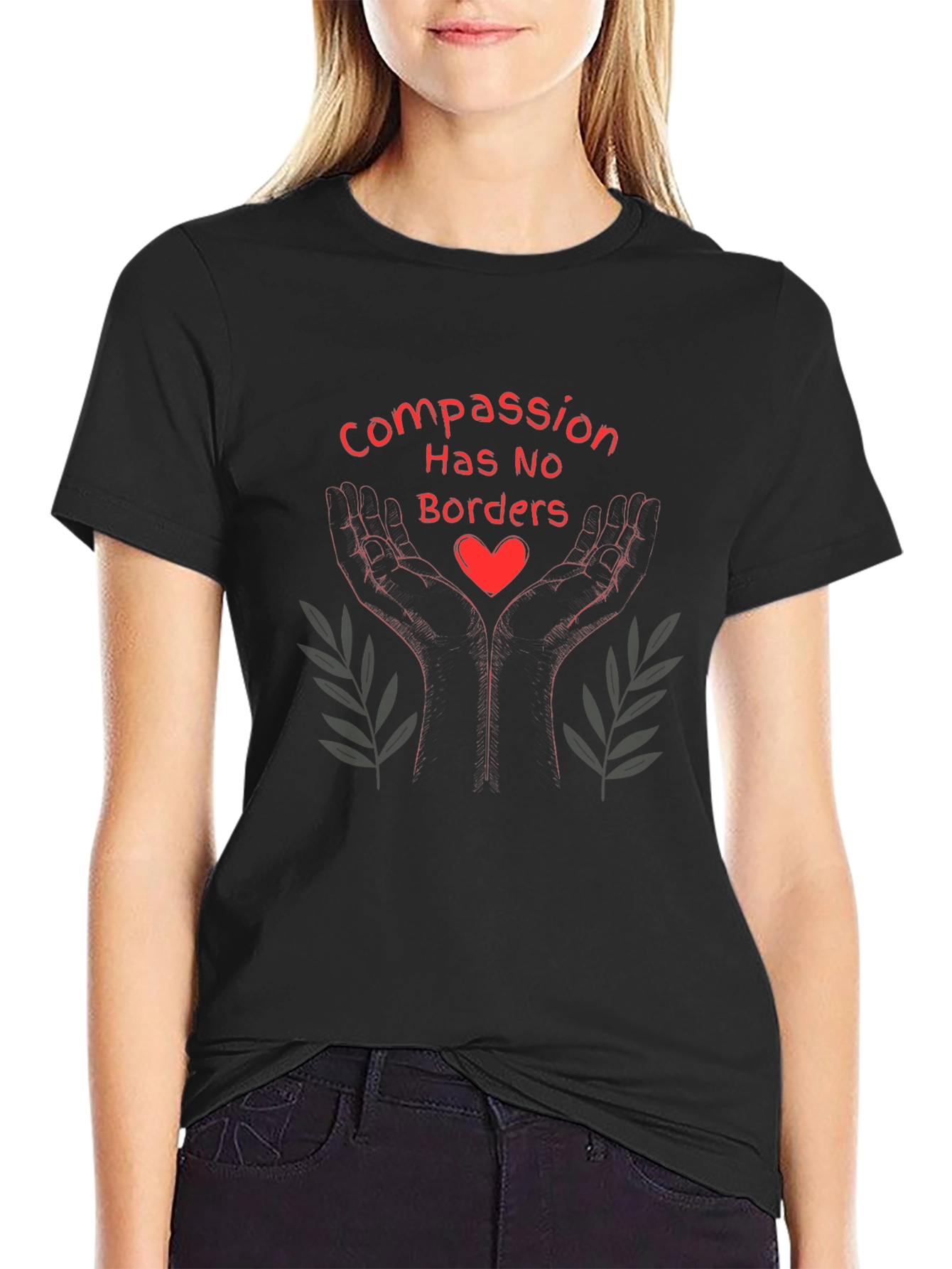 Compassion Has No Borders Black T-Shirt
