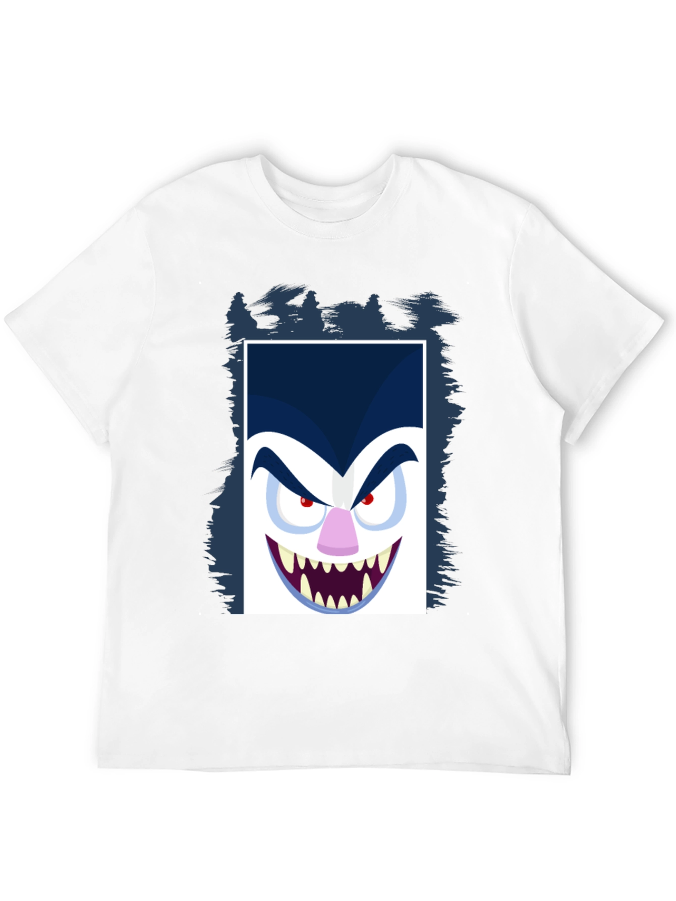 Cartoon Vampire Face Graphic Black Tee