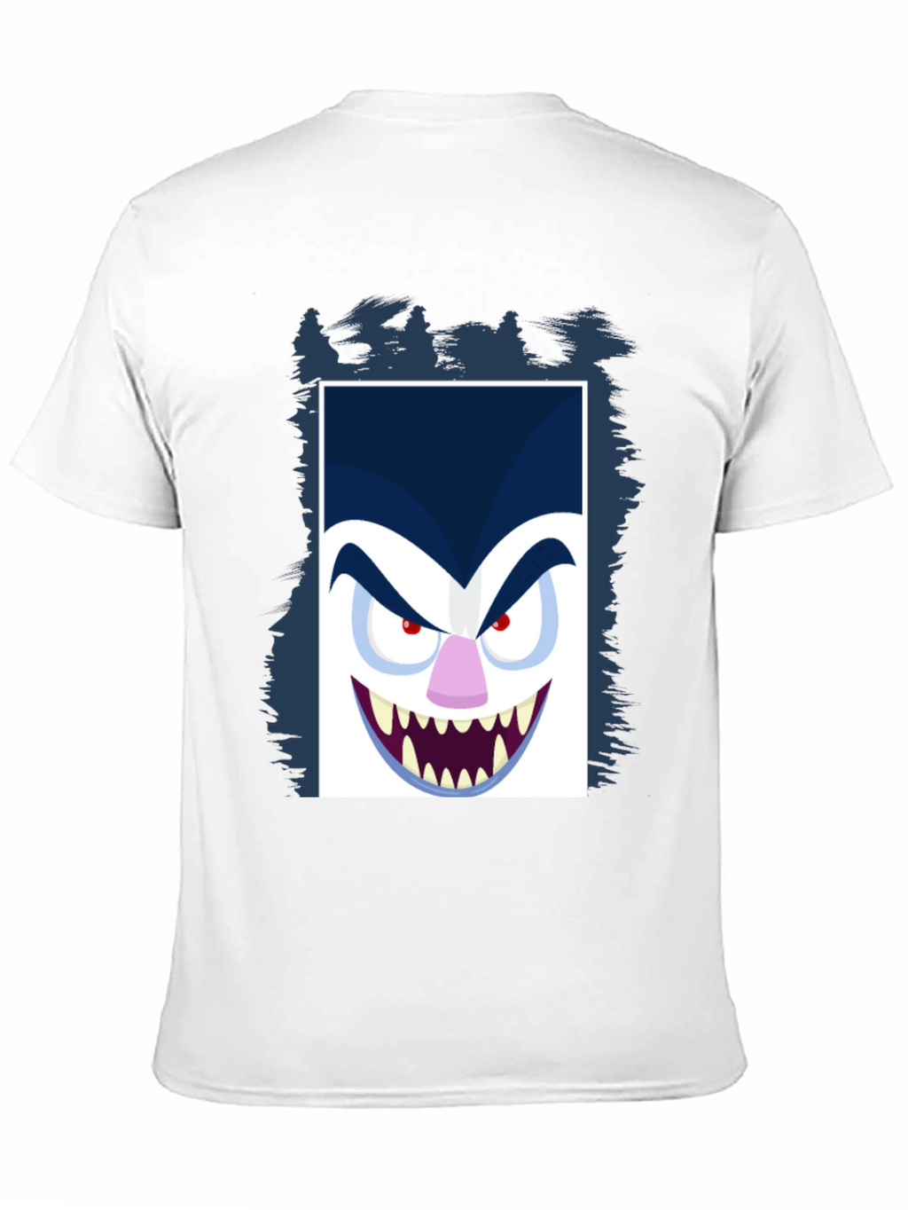 Cartoon Vampire Face Graphic Black Tee