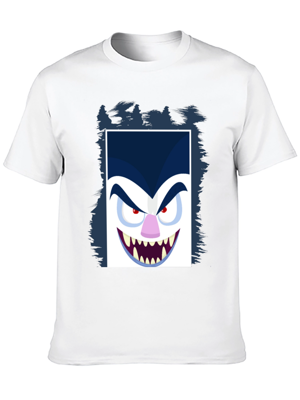 Cartoon Vampire Face Graphic Black Tee