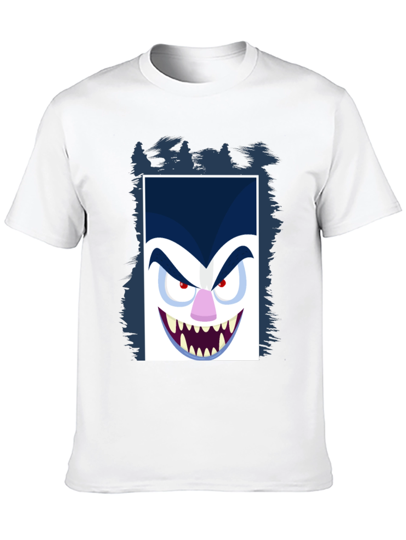 Cartoon Vampire Face Graphic Black Tee