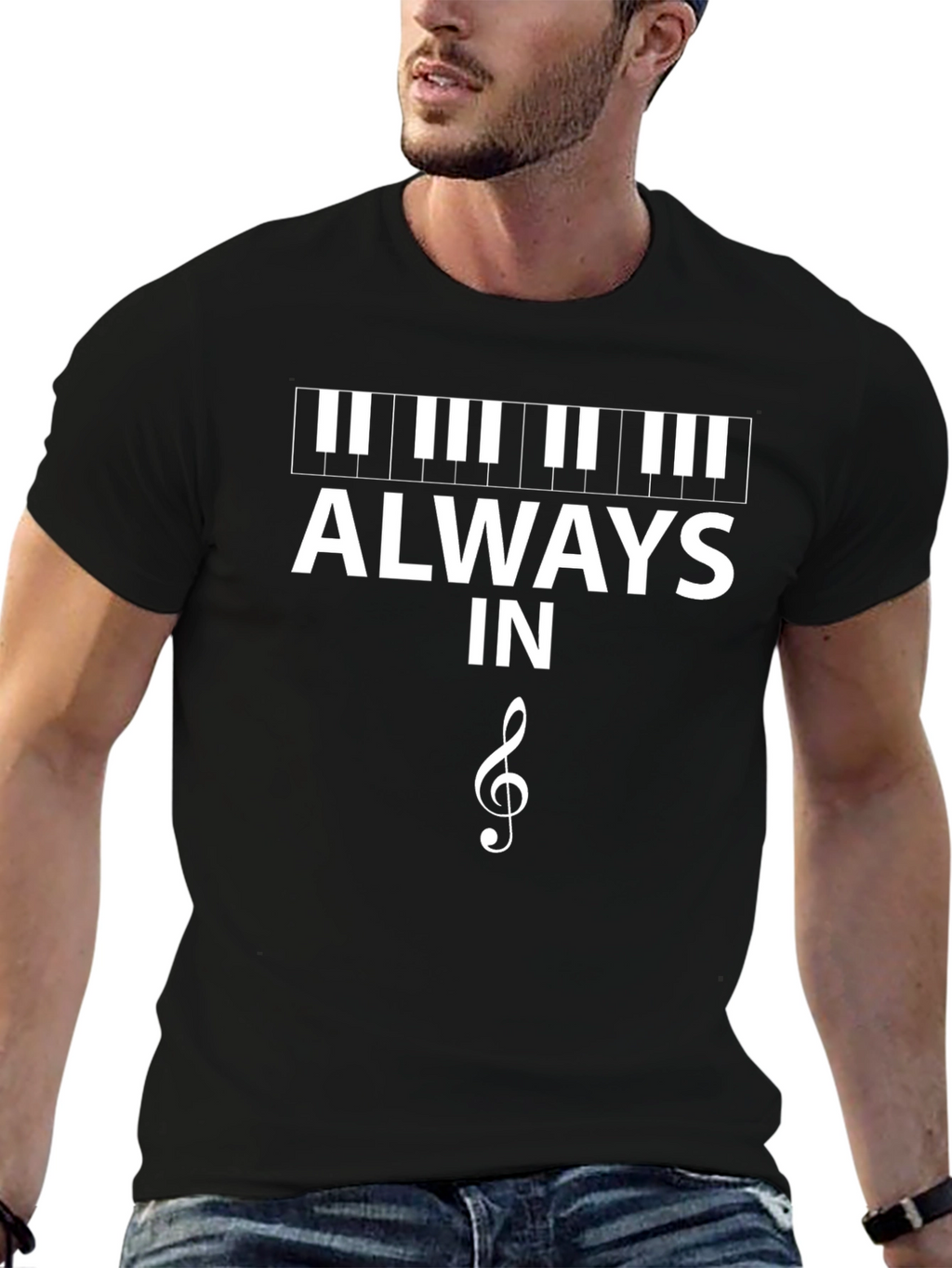 Always in Treble Clef Black Graphic T-Shirt