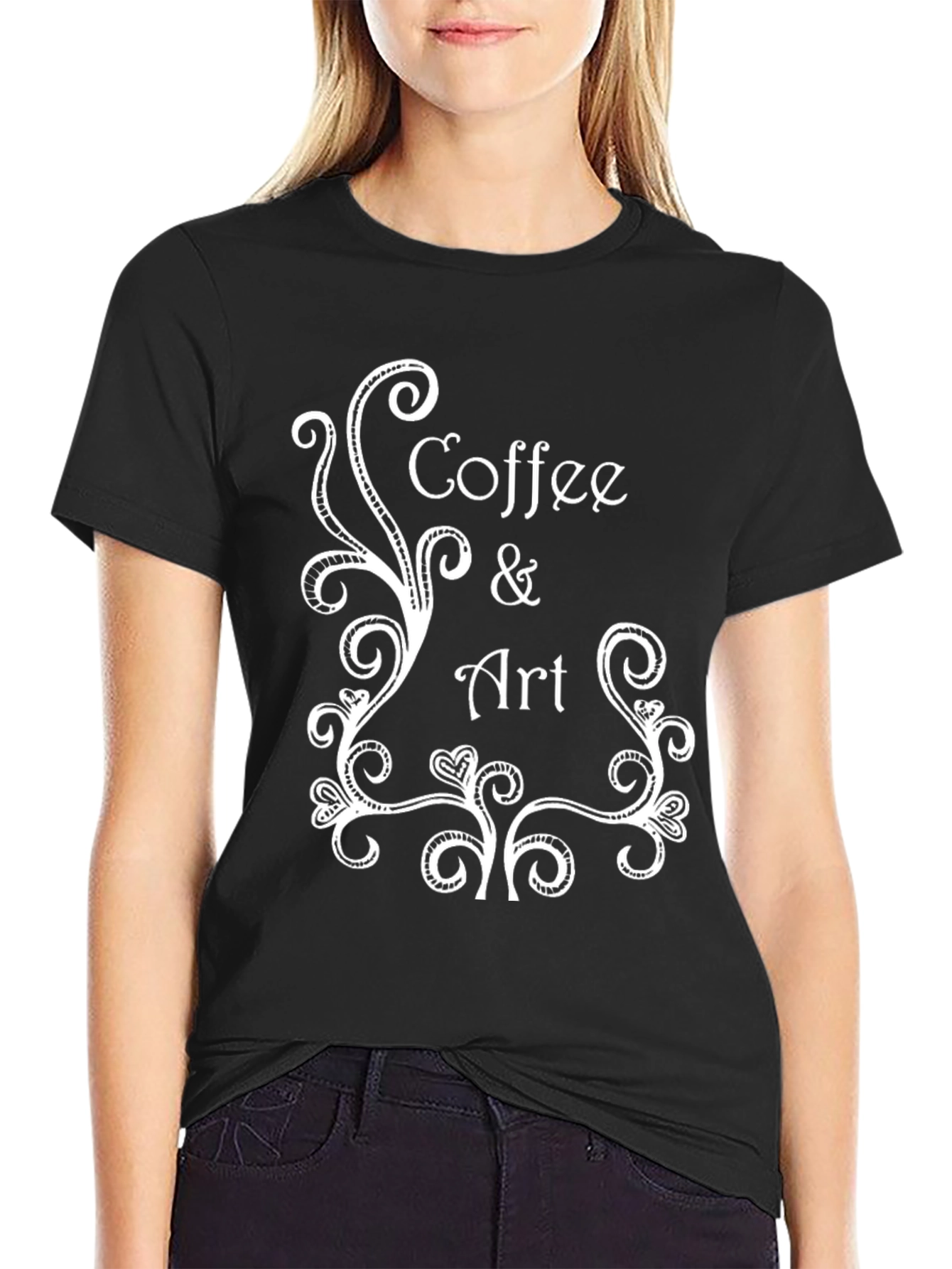 Coffee & Art Black Graphic Tee - Mens Crew Neck