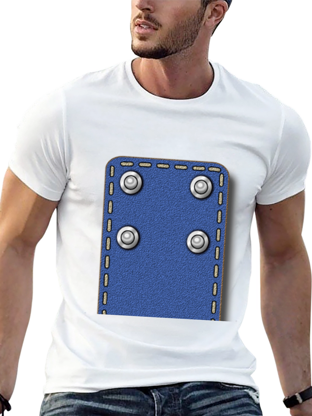 Novelty Rivet Patch Black T-Shirt