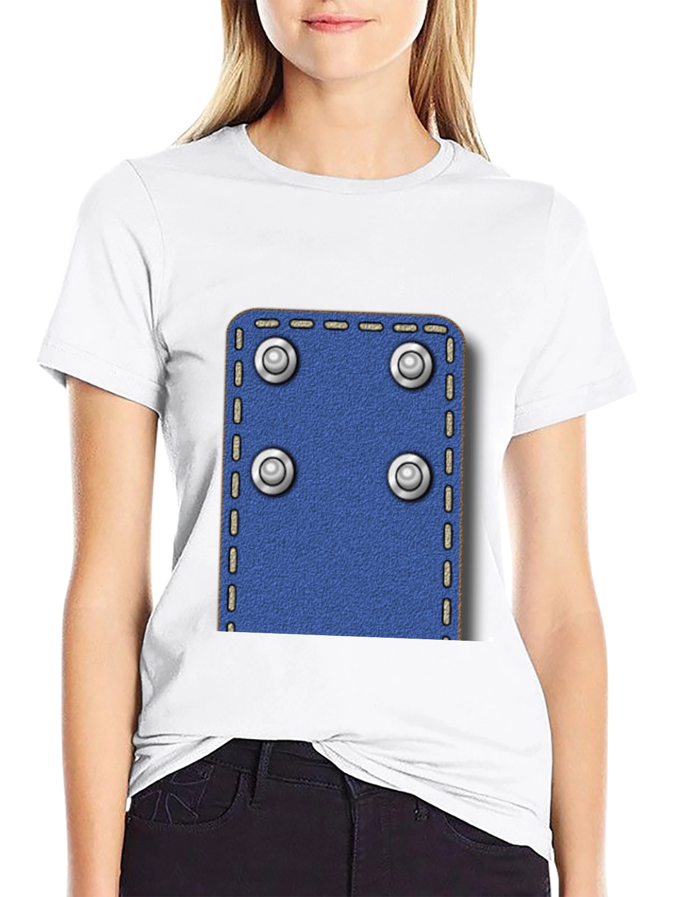 Novelty Rivet Patch Black T-Shirt