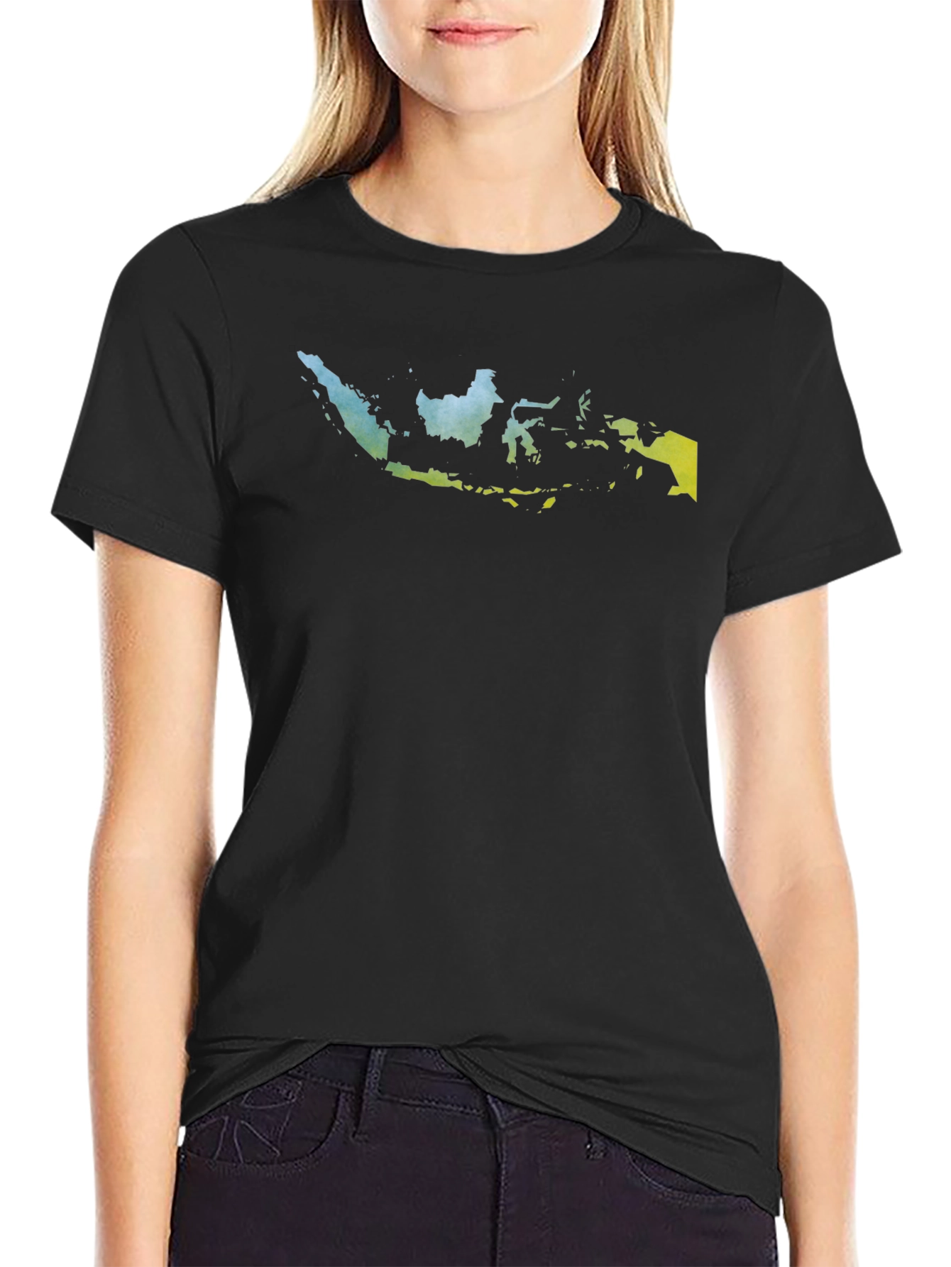 Indonesia Map Graphic Tee - Black