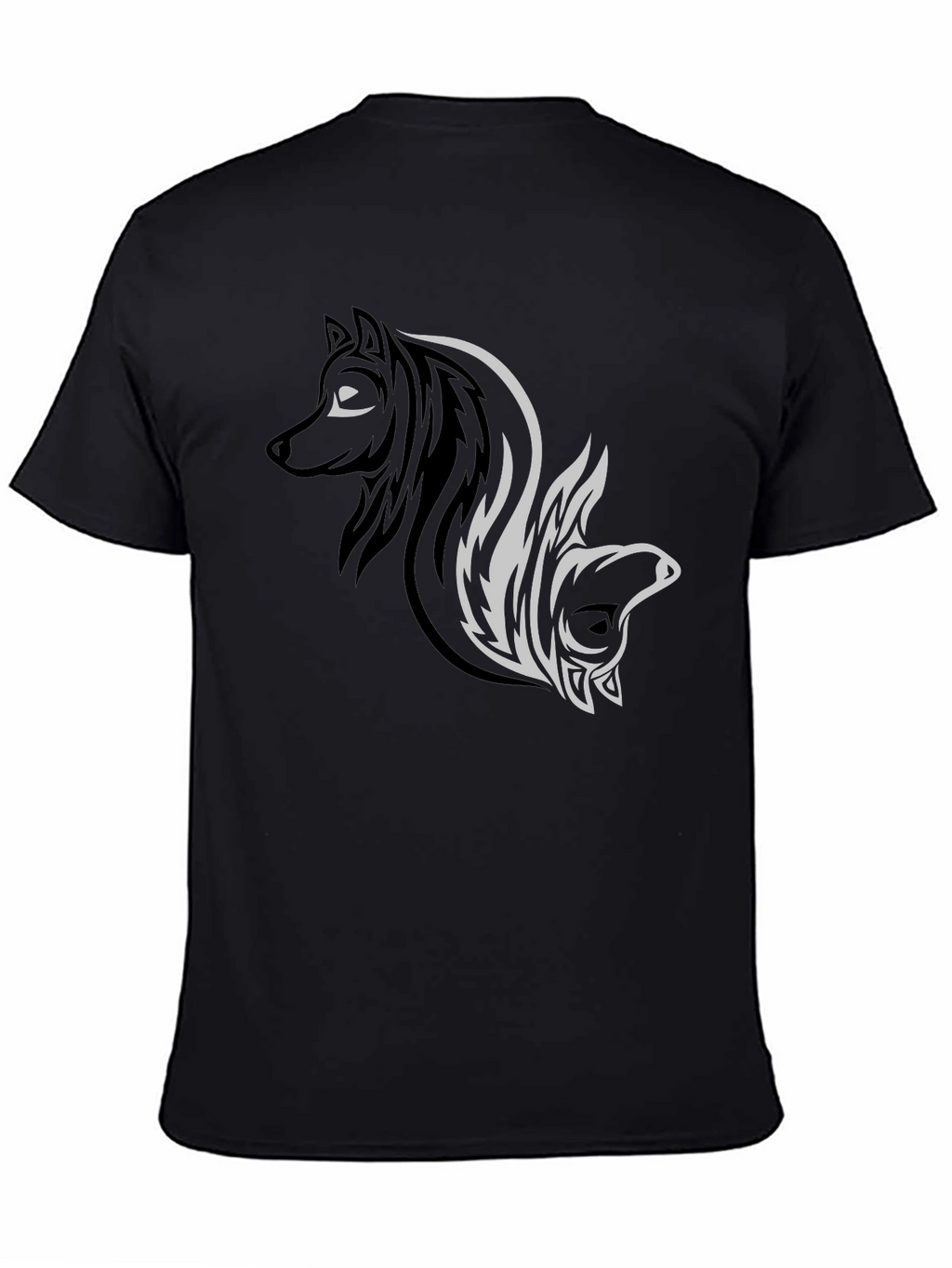 Yin Yang Wolf & Bear Black Graphic Tee