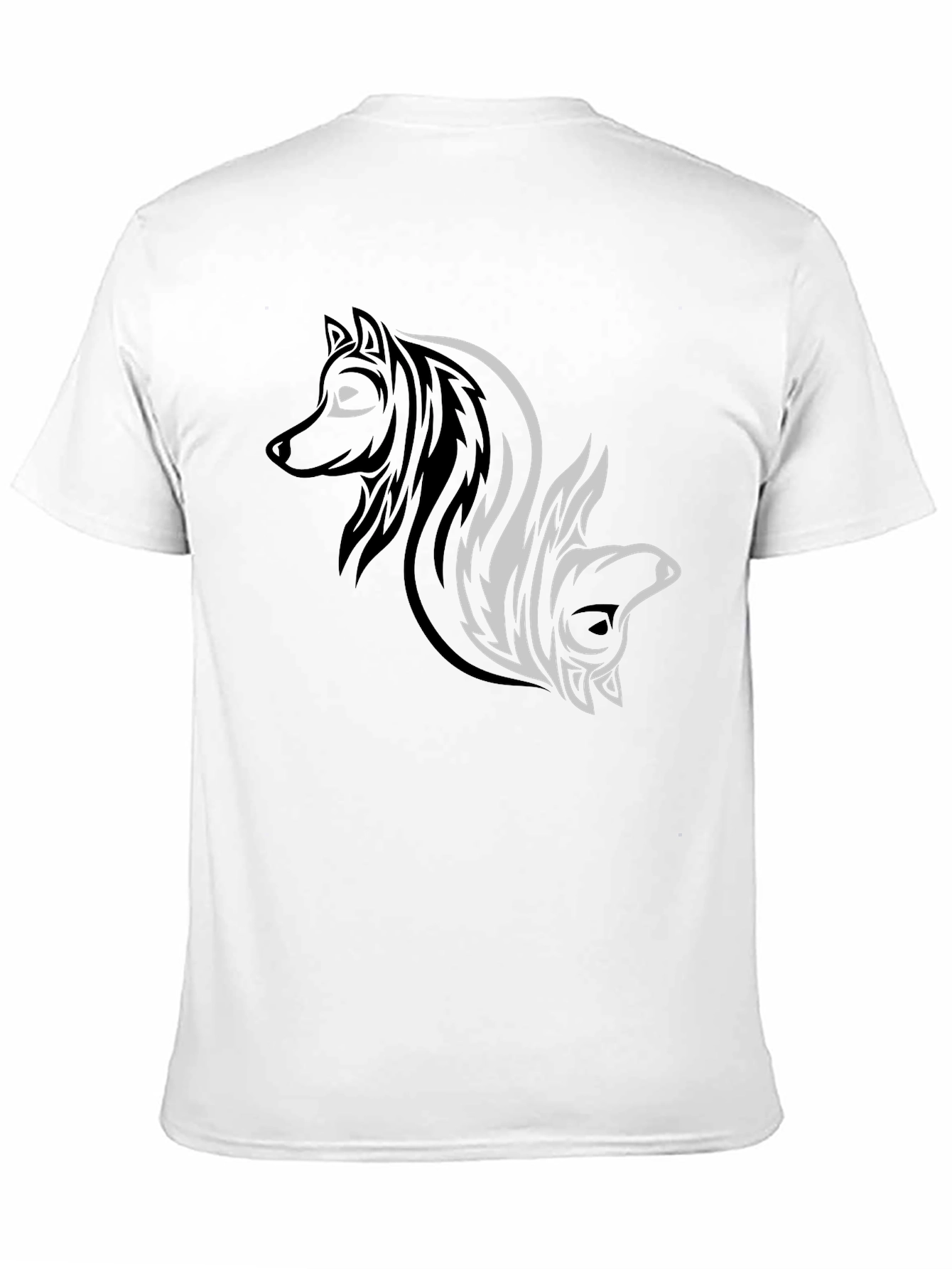 Yin Yang Wolf & Bear Black Graphic Tee