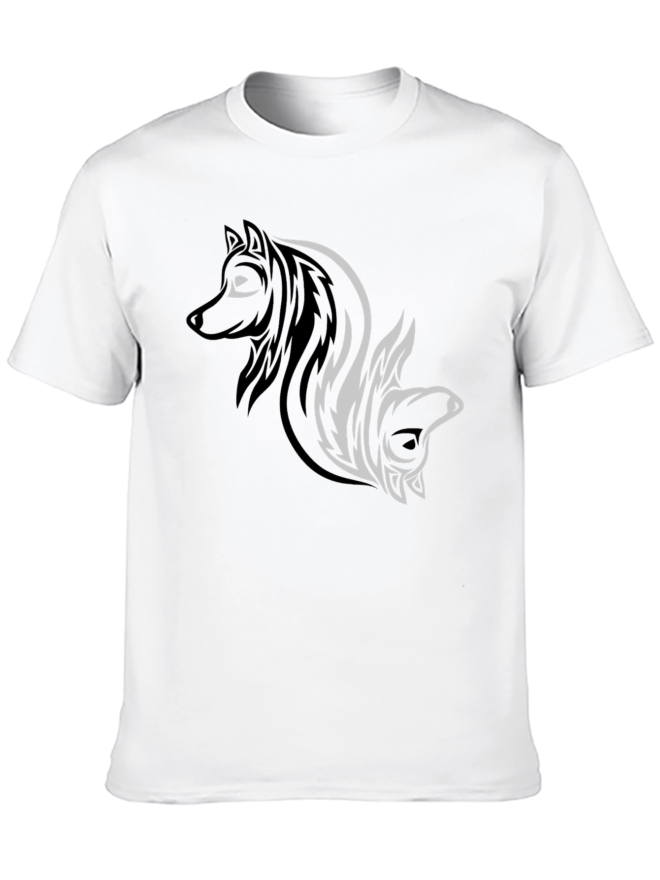 Yin Yang Wolf & Bear Black Graphic Tee