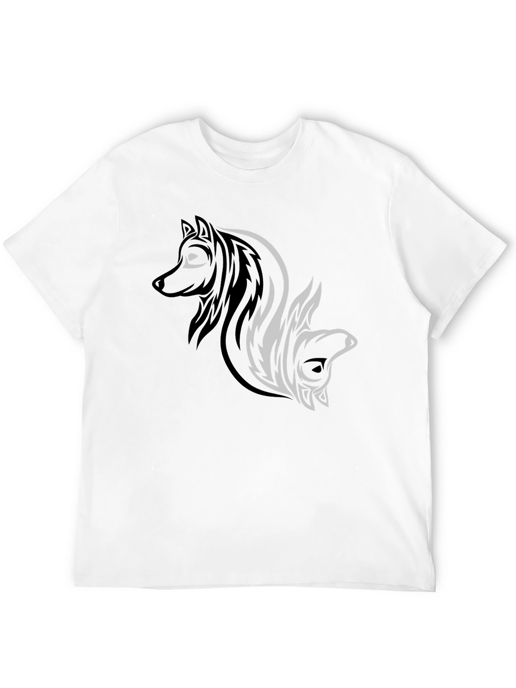Yin Yang Wolf & Bear Black Graphic Tee