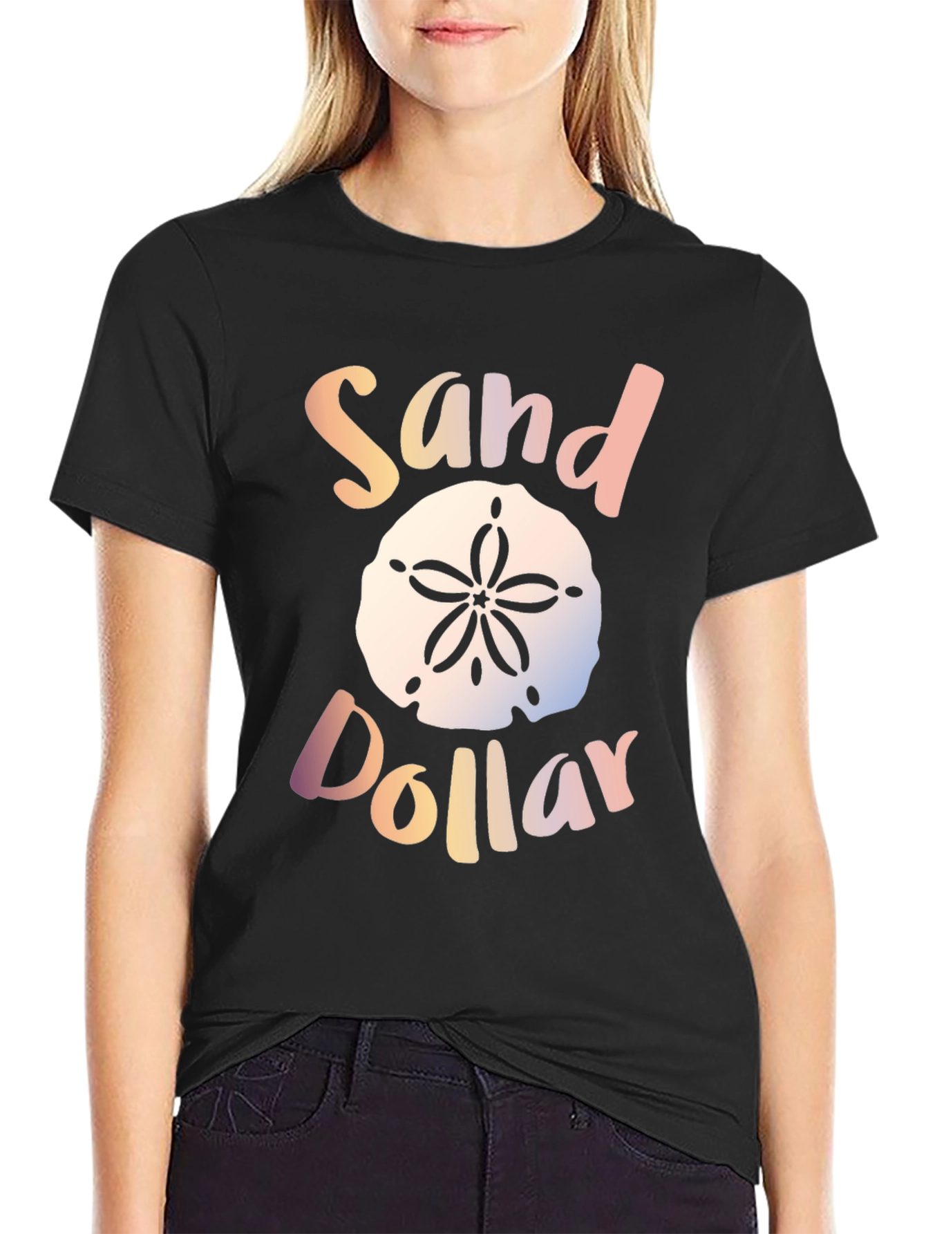 Sand Dollar Graphic Black T-Shirt