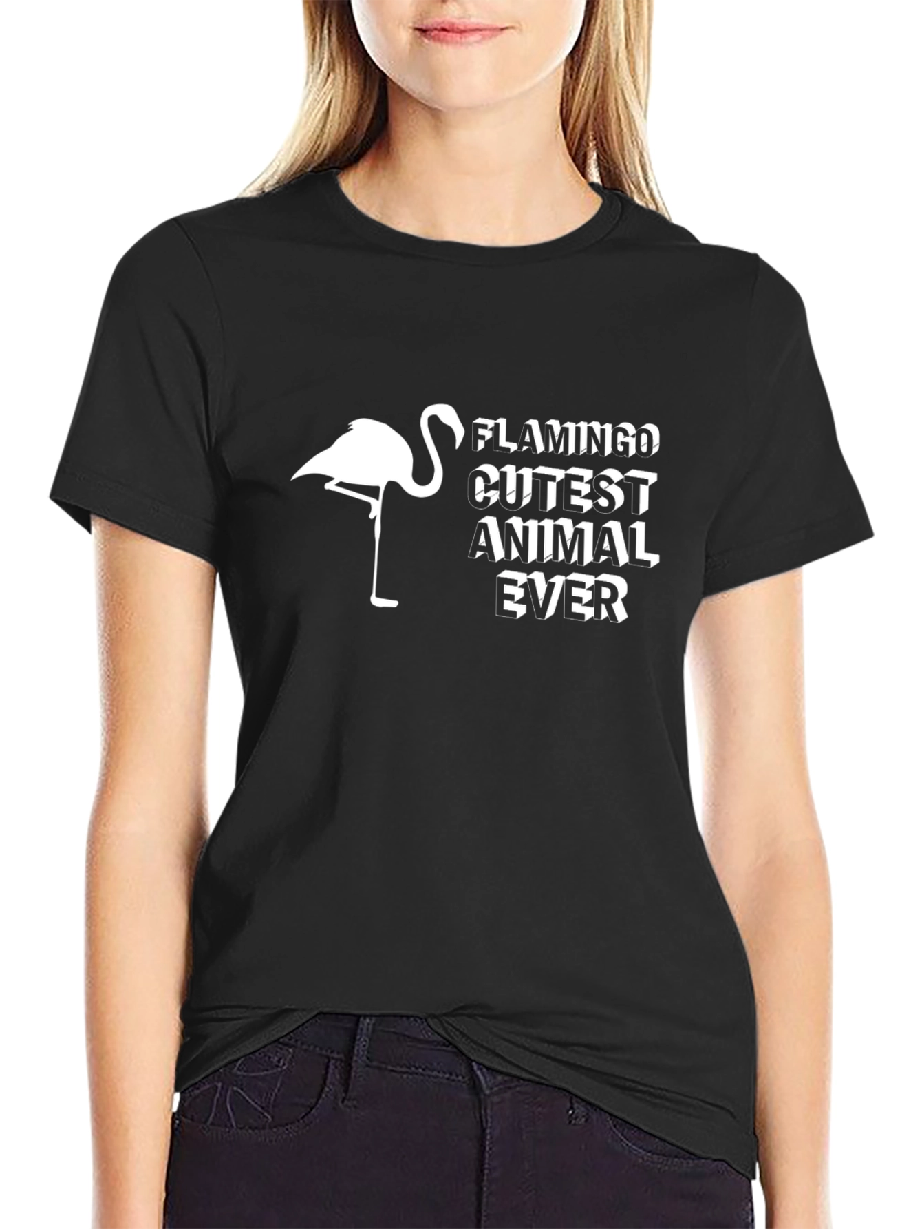 Flamingo Cutest Animal Ever Black T-Shirt