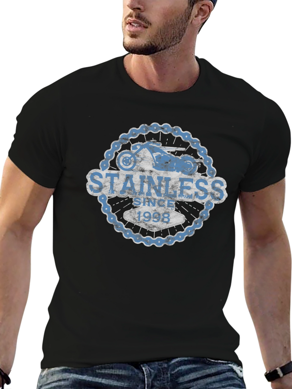 Stainless Since 1998 Motorcycle Graphic T-Shirt