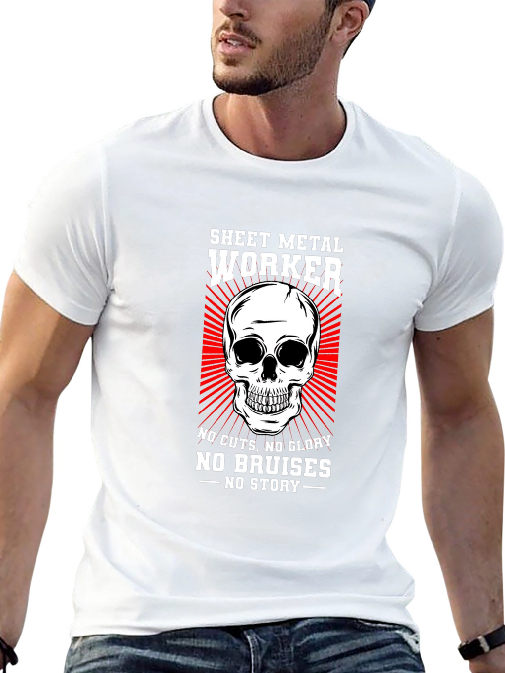 Sheet Metal Worker Skull Graphic T-Shirt