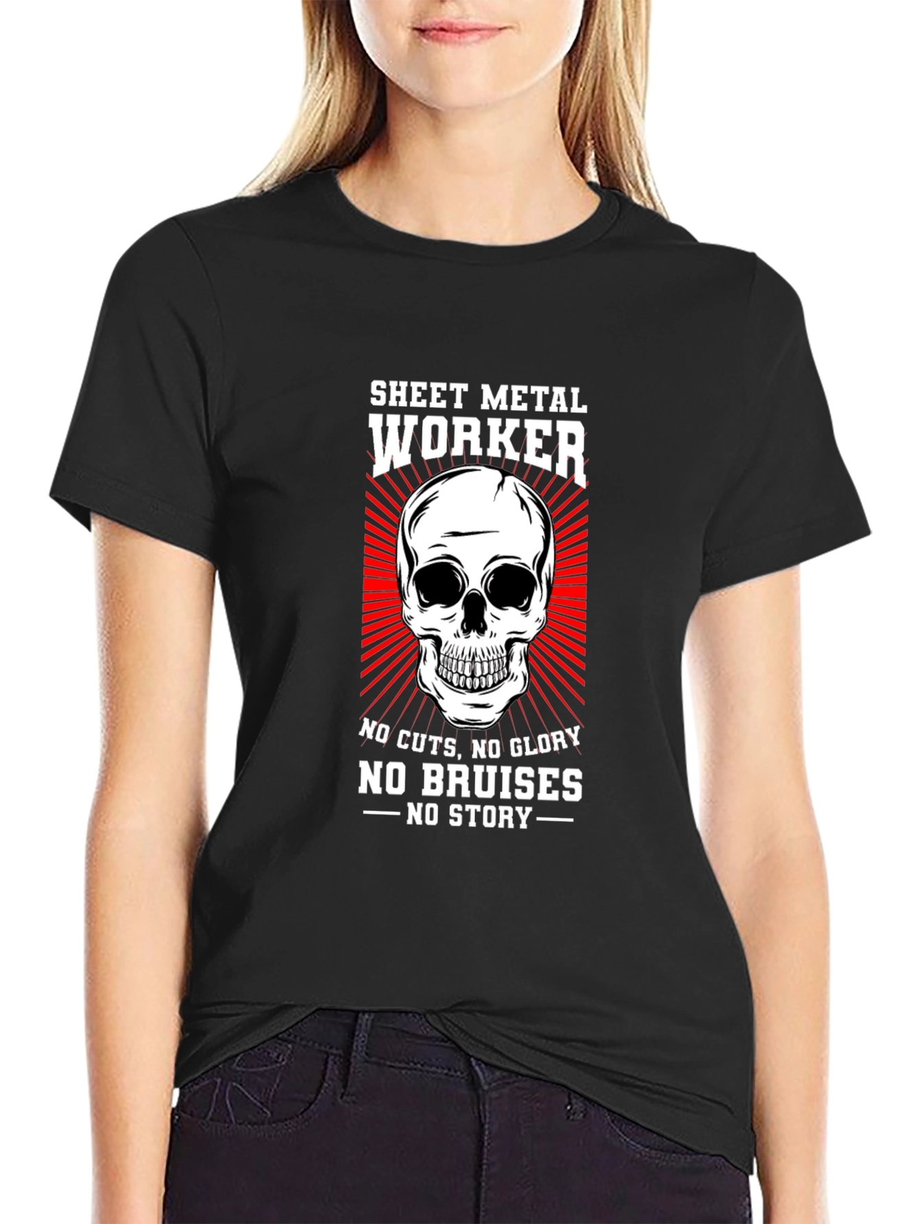 Sheet Metal Worker Skull Graphic T-Shirt