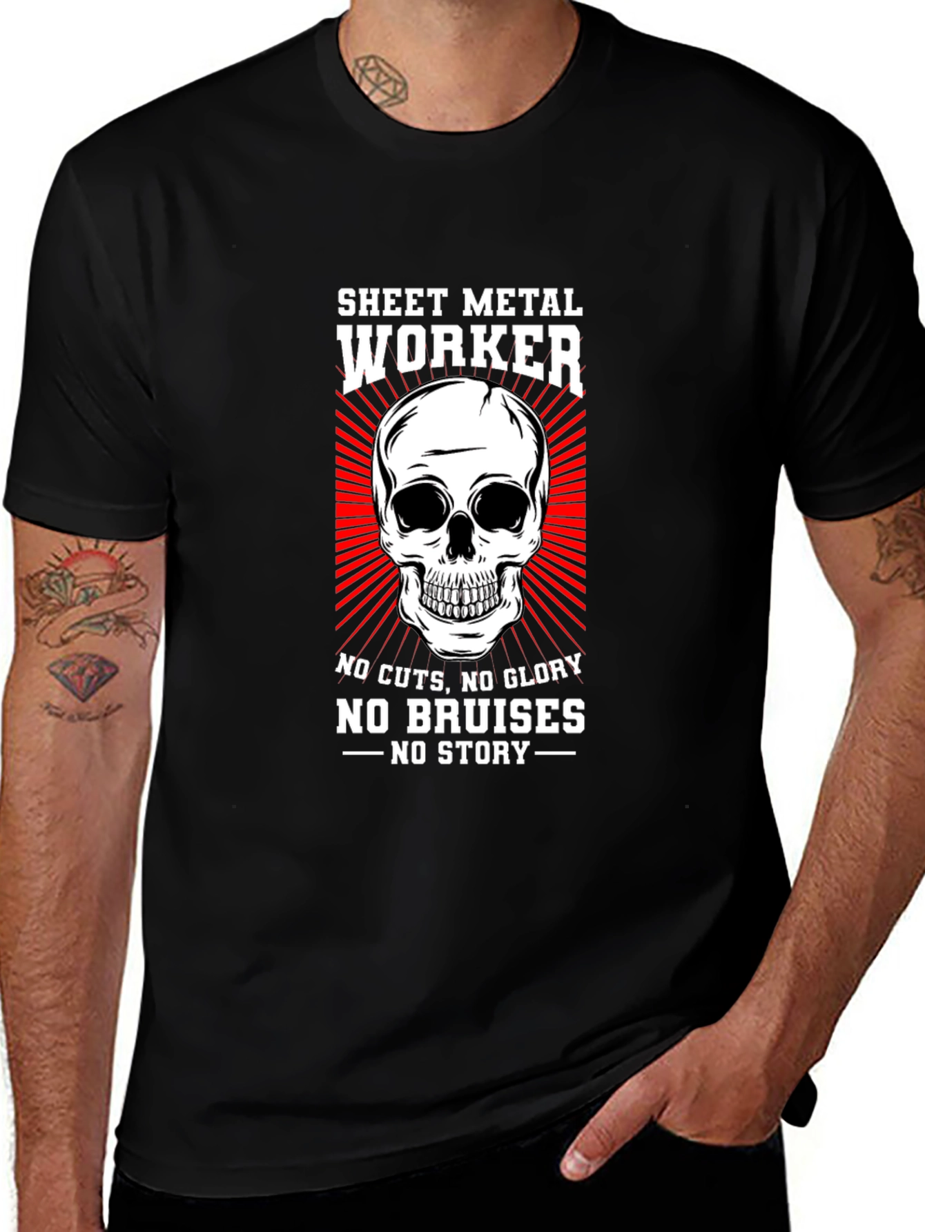 Sheet Metal Worker Skull Graphic T-Shirt