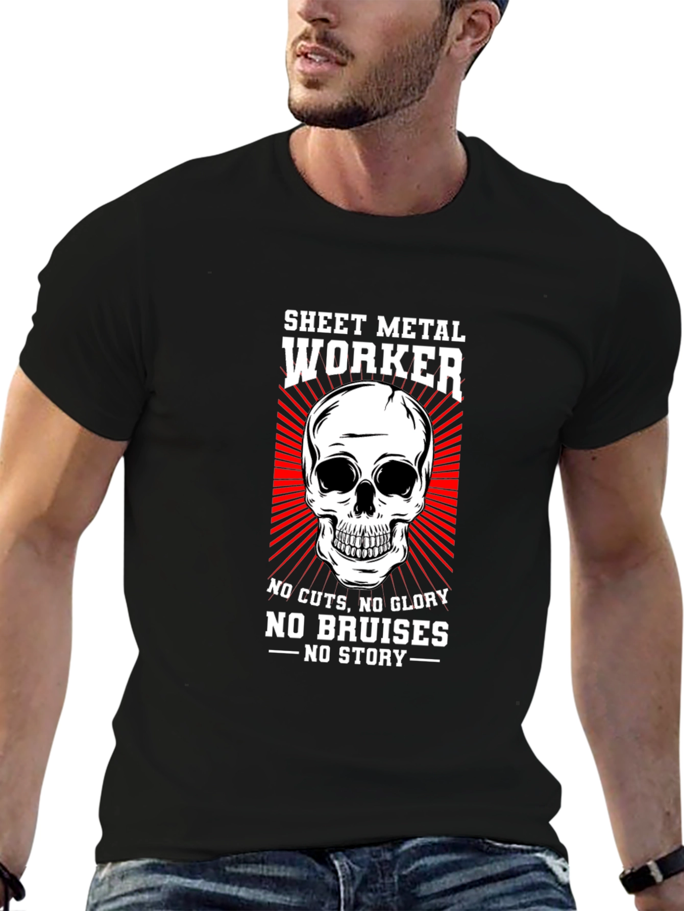 Sheet Metal Worker Skull Graphic T-Shirt