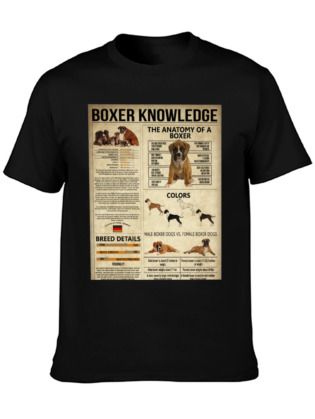 Boxer Dog Knowledge Graphic T-Shirt