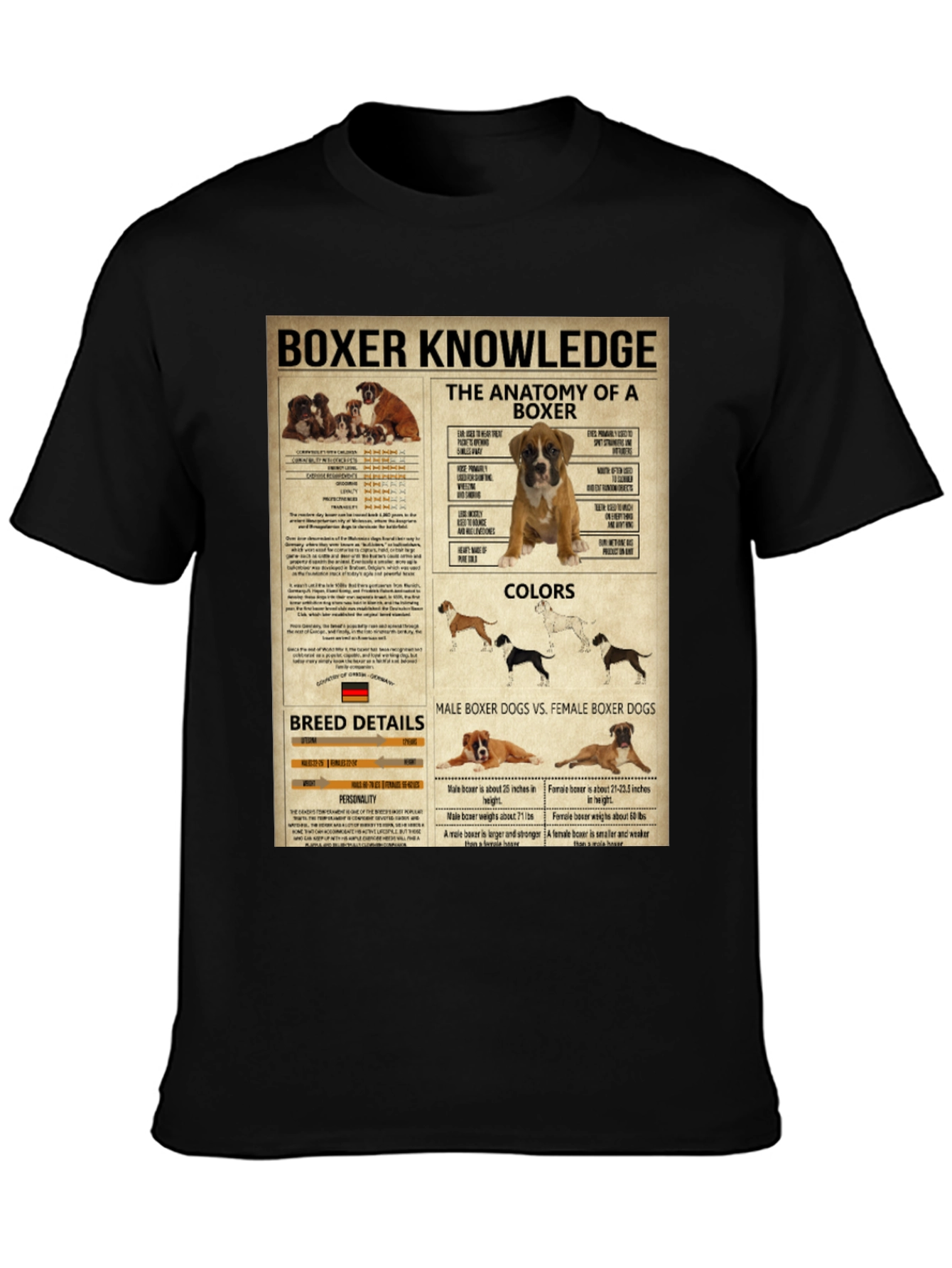 Boxer Dog Knowledge Graphic T-Shirt