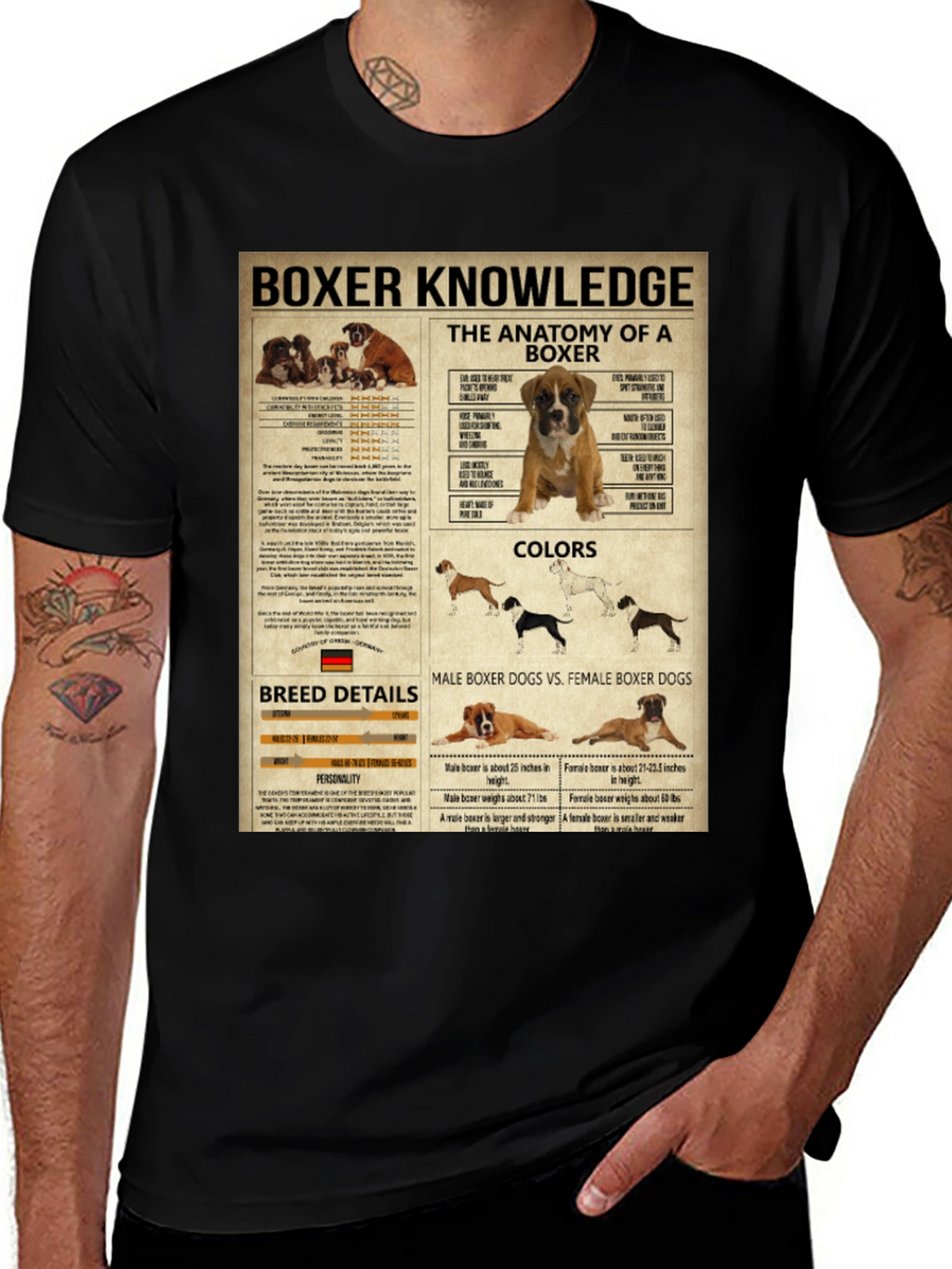 Boxer Dog Knowledge Graphic T-Shirt